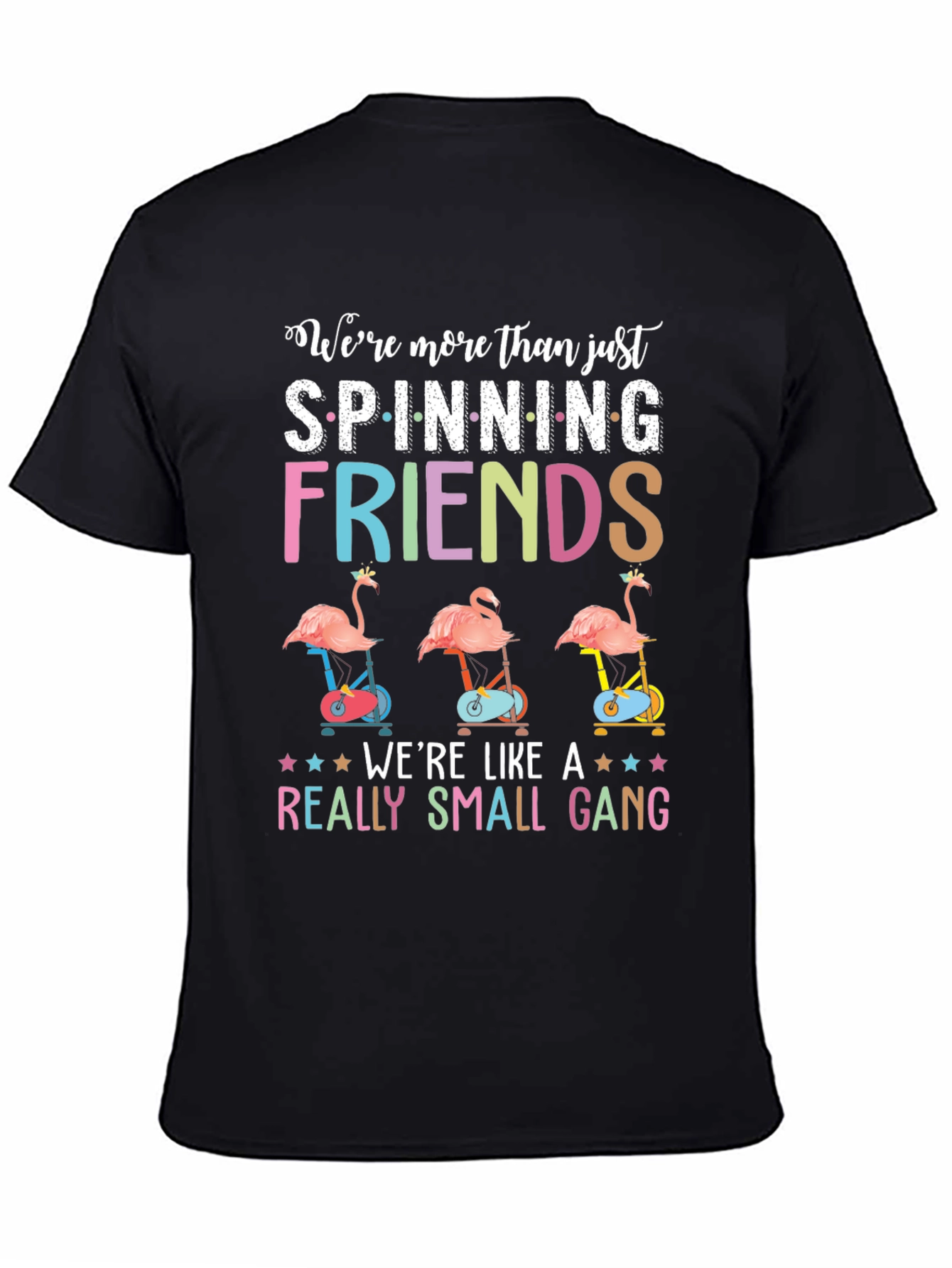 Black Spinning Flamingo Friends T-Shirt view 4