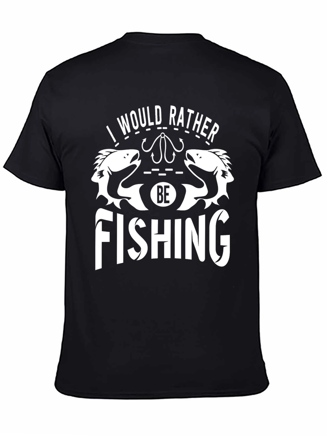 Black Fishing T-Shirt - I Would Rather Be Fishing view 4