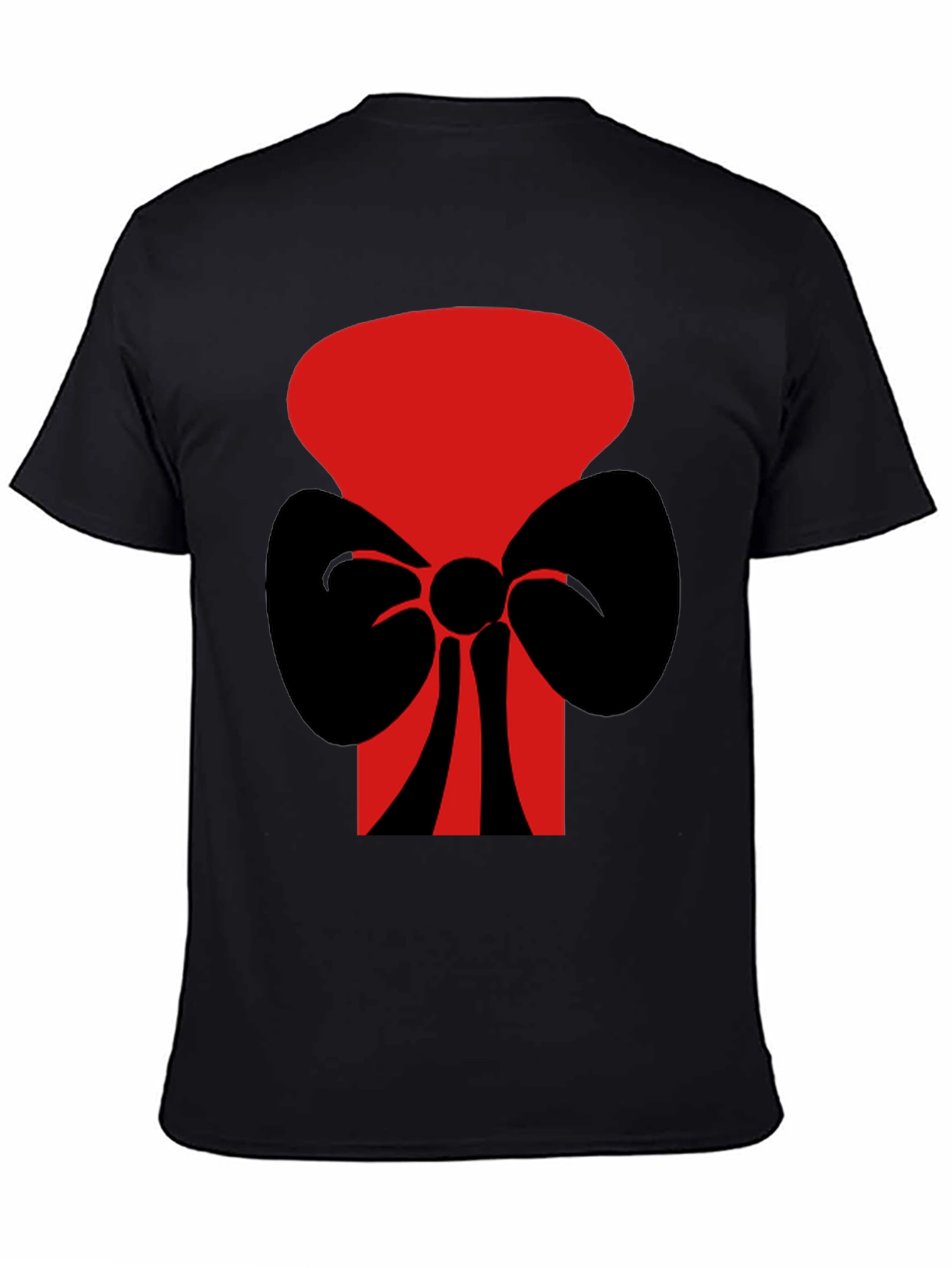Black Bold Graphic Tee: Red Top Hat with Black Bow Tie view 4