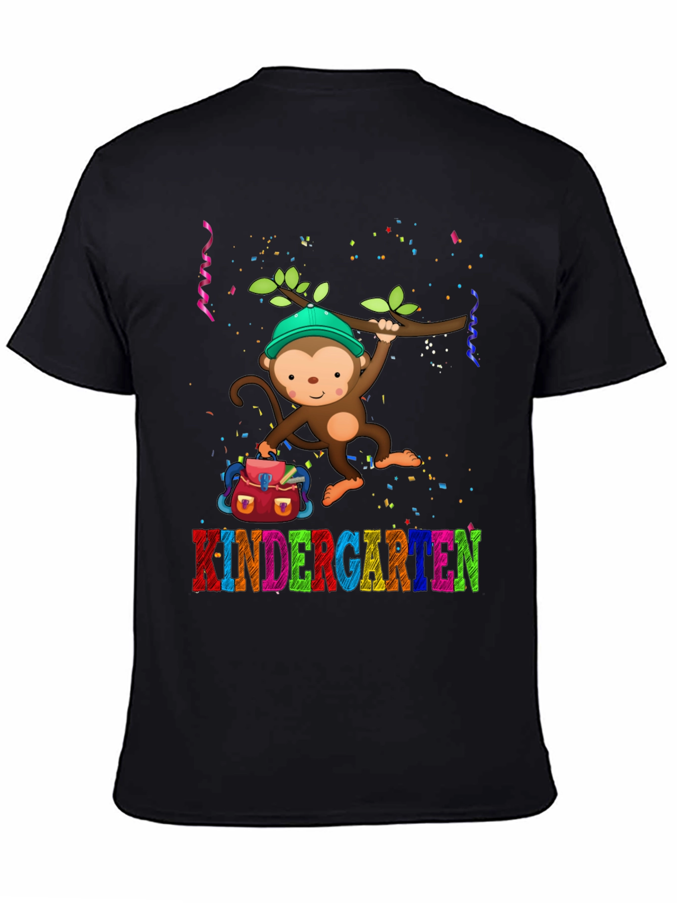Black Kindergarten Monkey T-Shirt - Back to School view 4