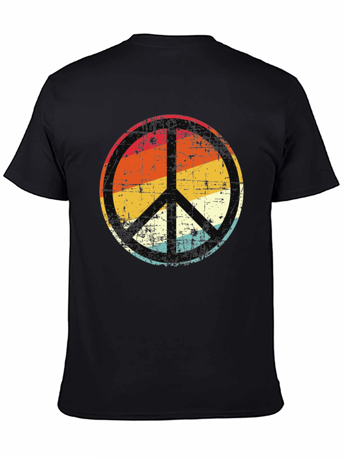 Black Retro Peace Sign Graphic Tee - Vintage Style view 4