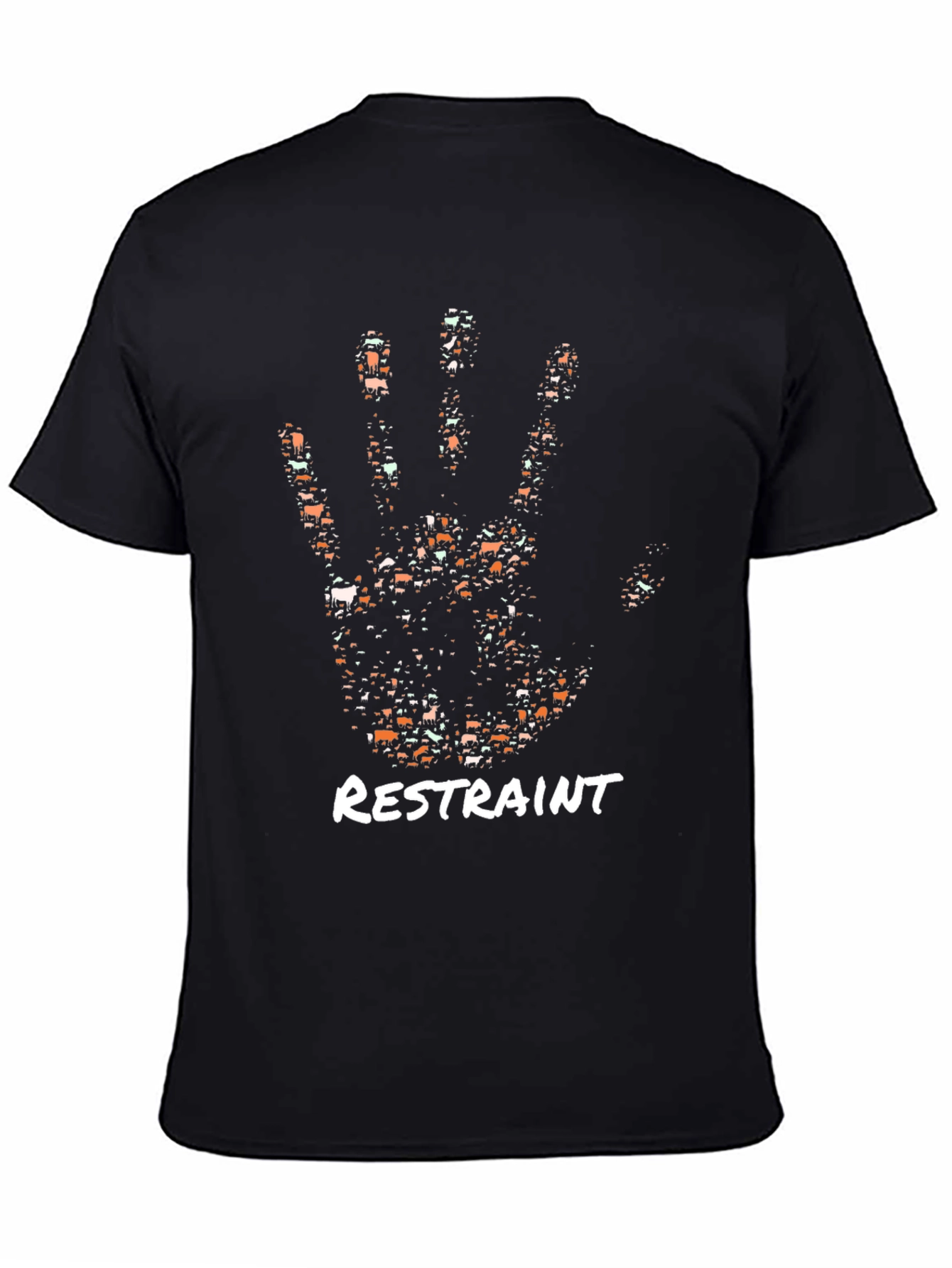 Black Restraint Palm Print T-Shirt view 4