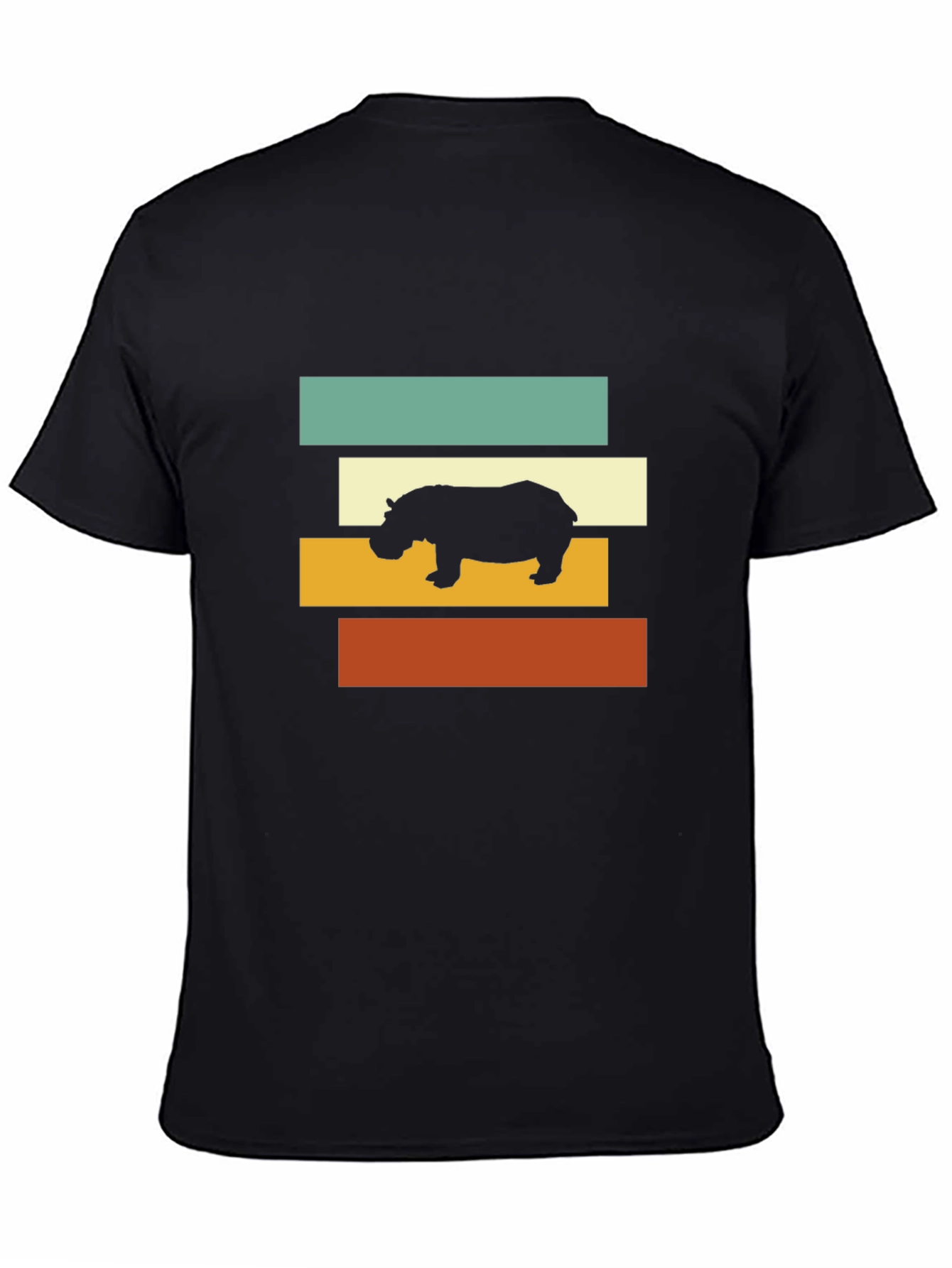 Black Retro Hippo T-Shirt - Stylish Graphic Tee view 4