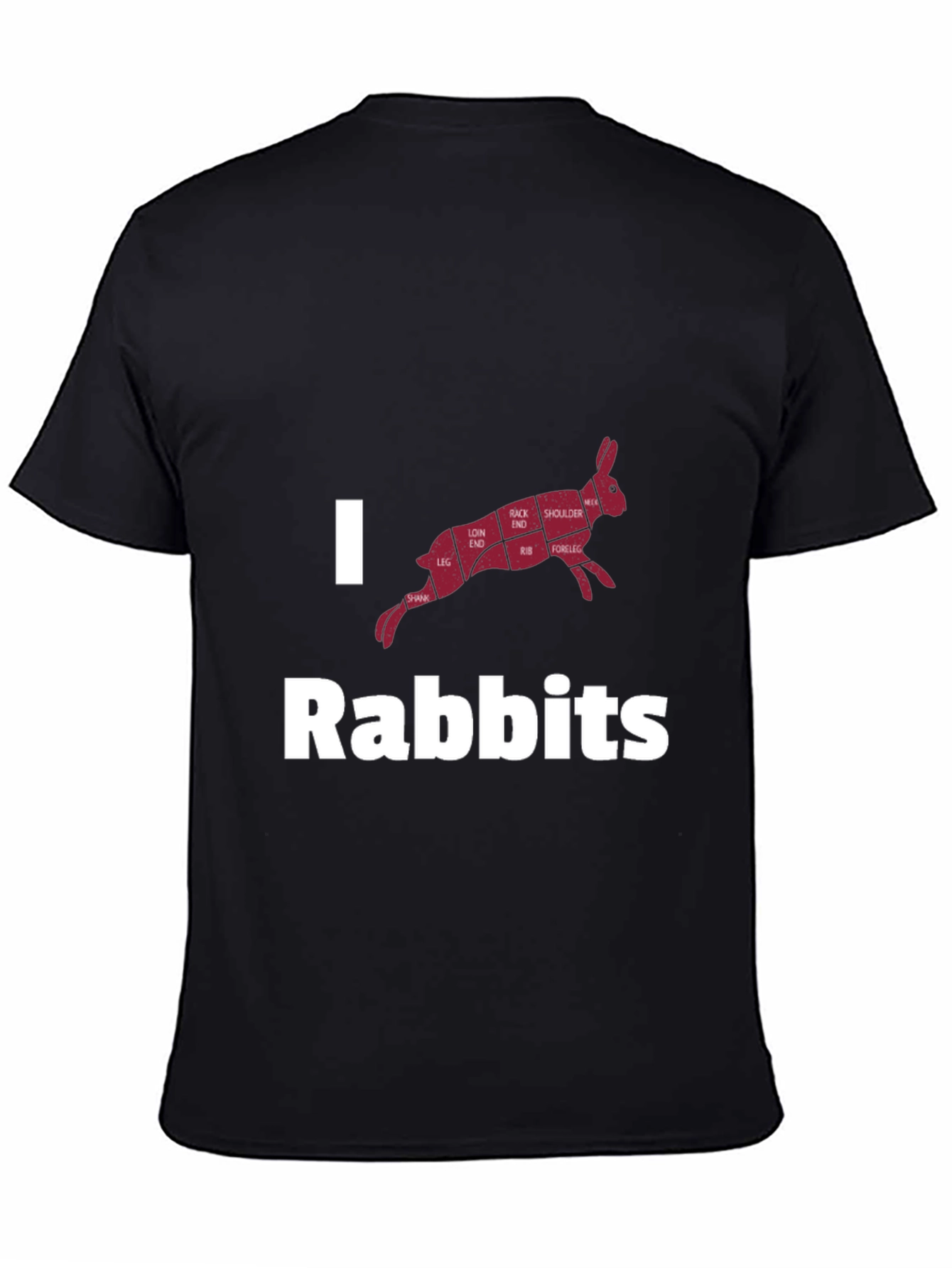 Black I Love Rabbits Butcher Cut T-Shirt view 4