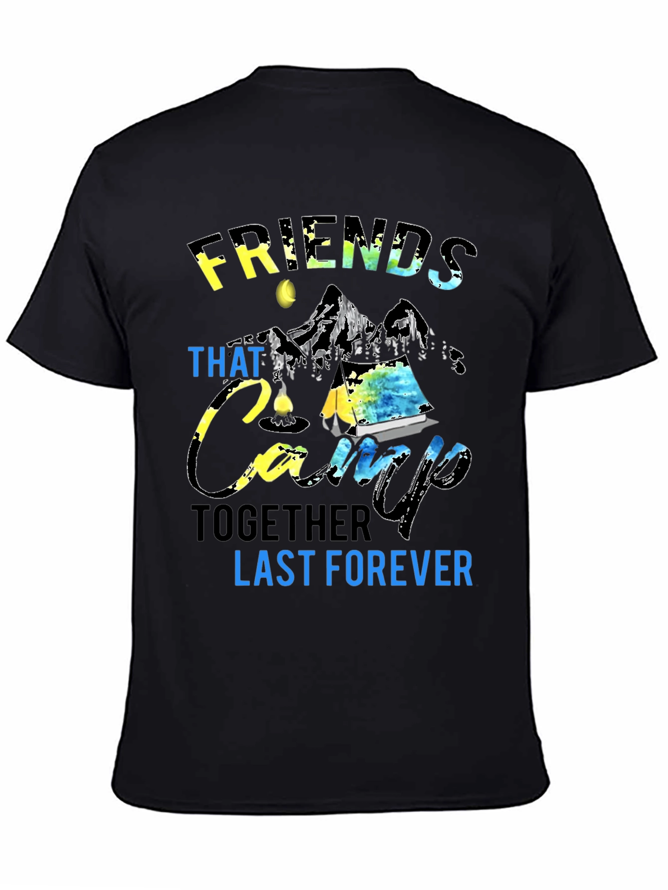 Black Friends That Camp Together Black Graphic T-Shirt view 4