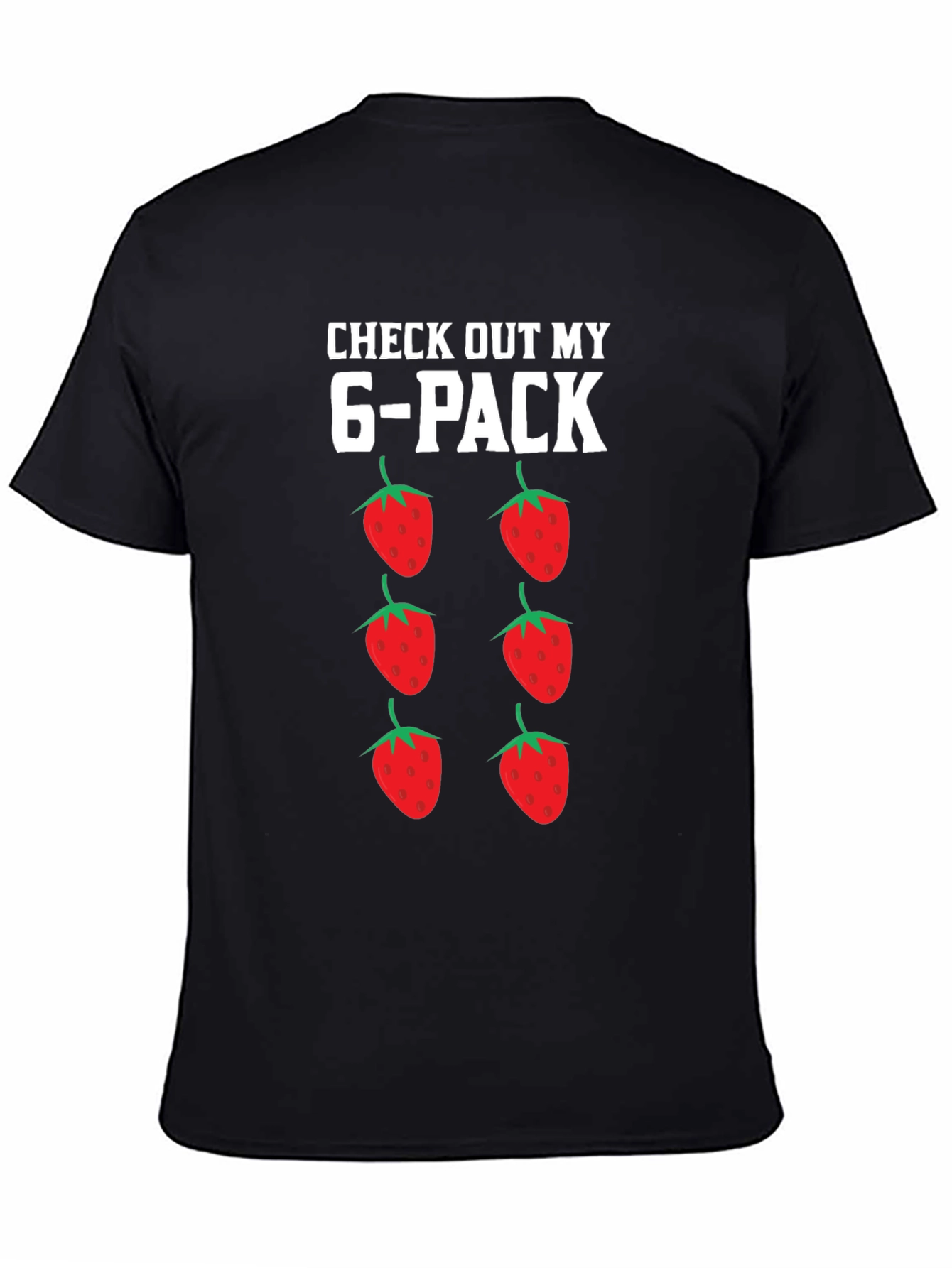 Black Funny Strawberry 6-Pack Graphic T-Shirt view 4
