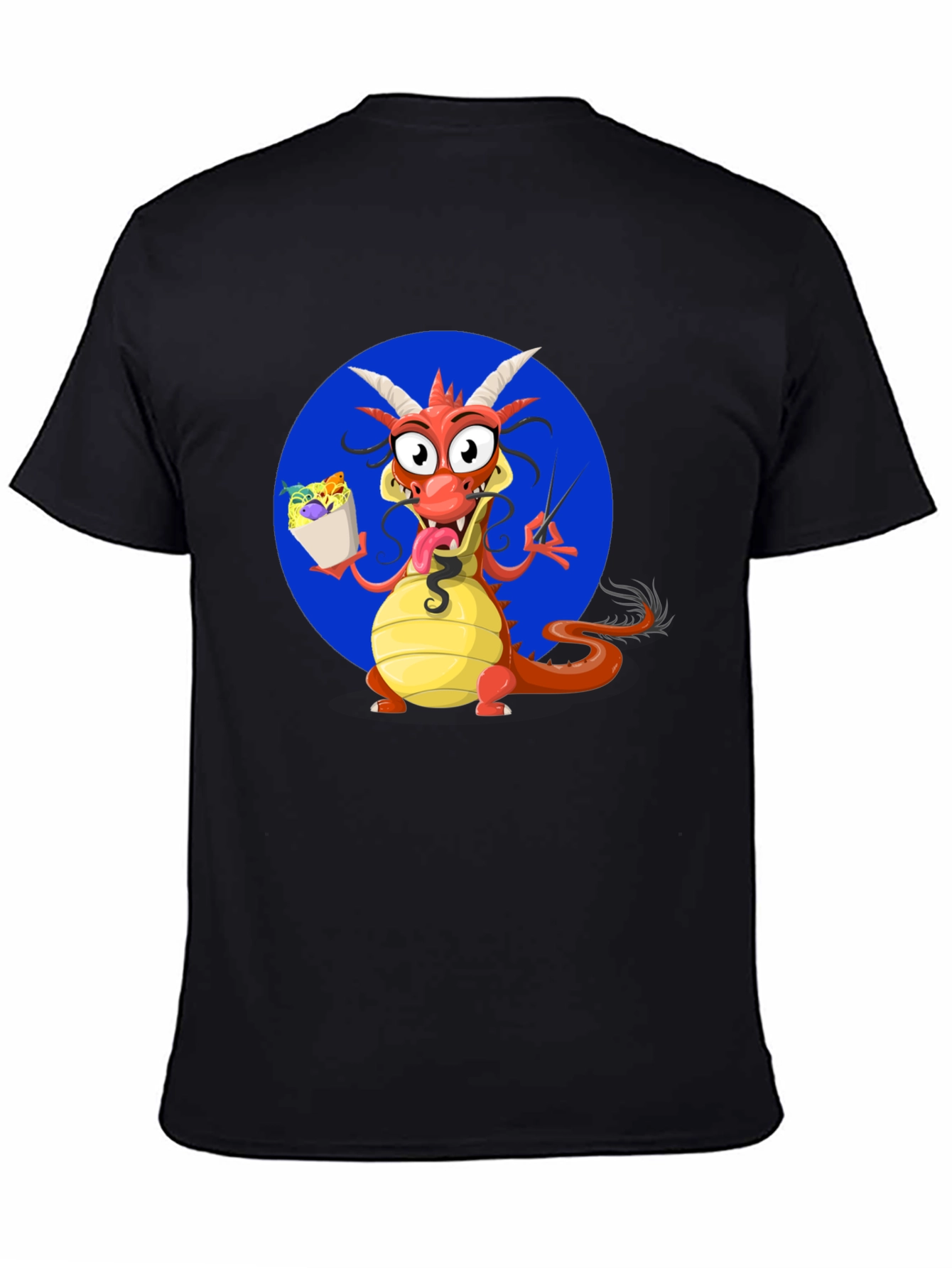 Black Dragon Eating Noodles Graphic T-Shirt view 4