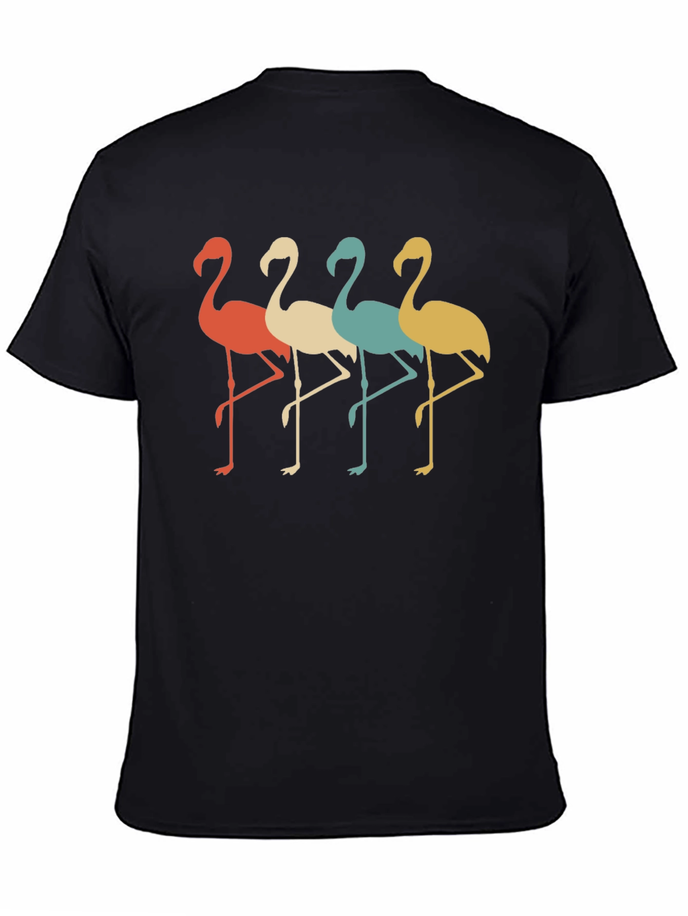 Black Retro Flamingo Graphic Tee - Cool & Comfortable view 4