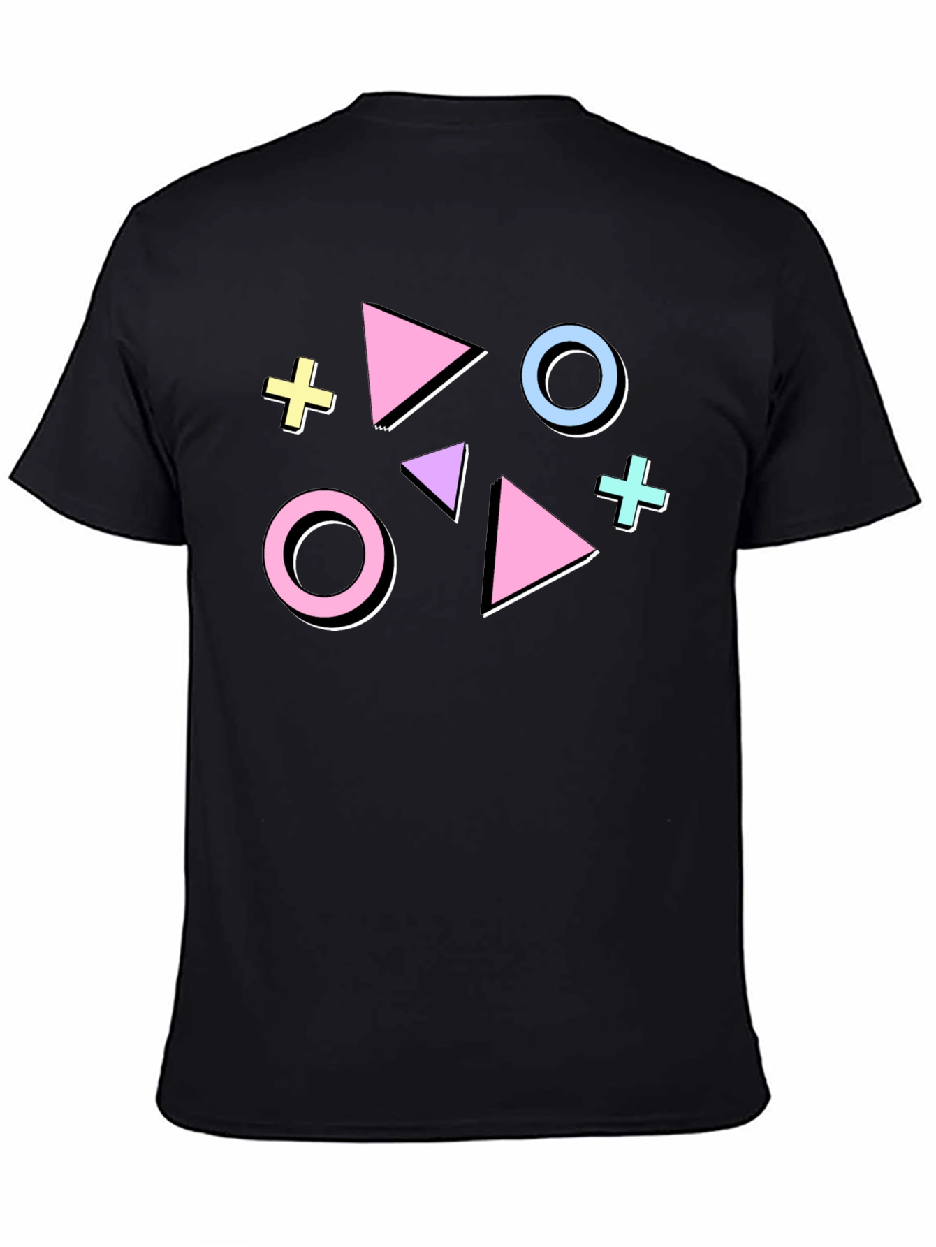 Black Retro 90s Geometric Graphic Tee - Funky Style view 4