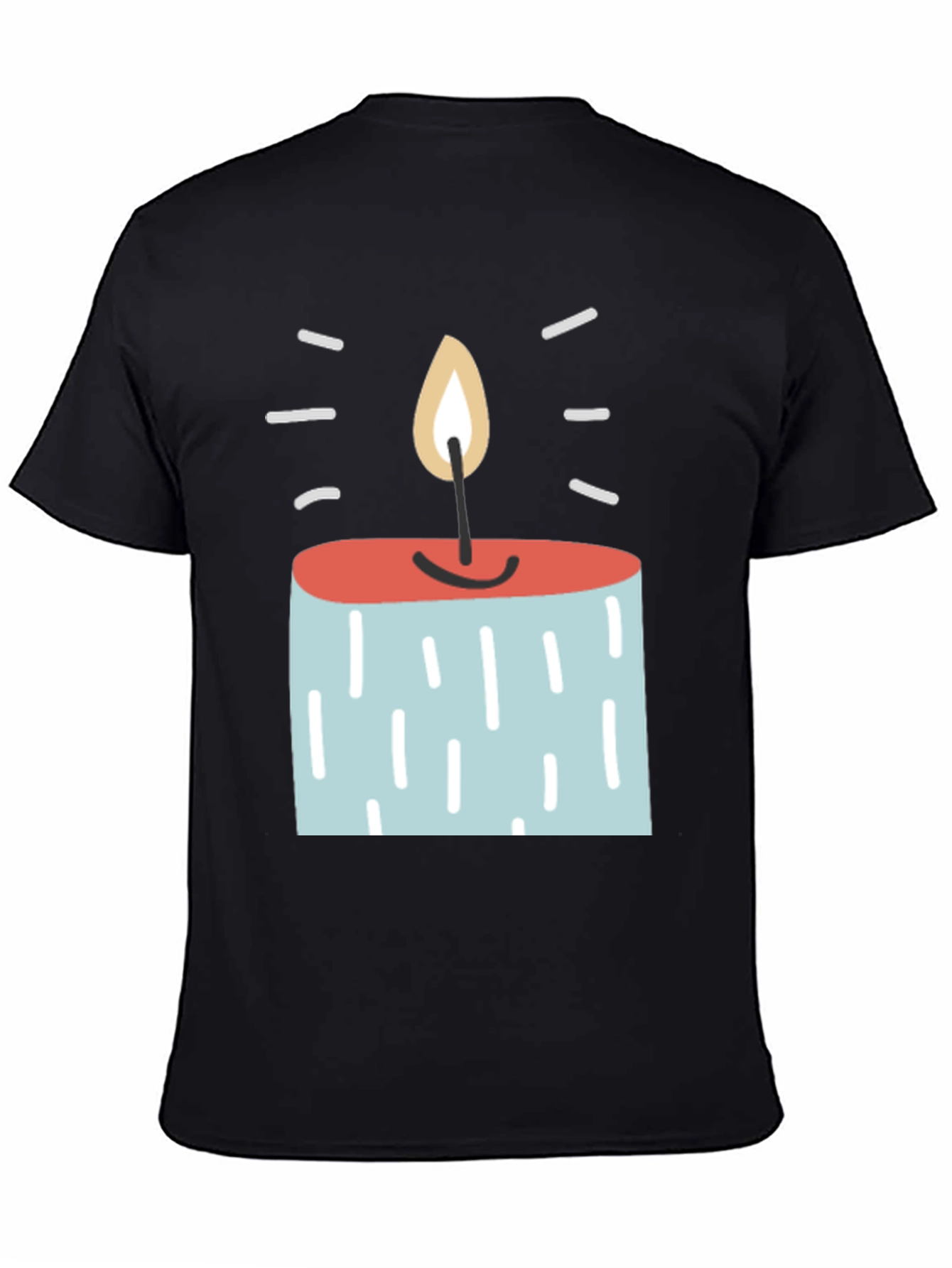 Black Novelty Candle Graphic Tee - Unique Design, Soft Fabric view 4