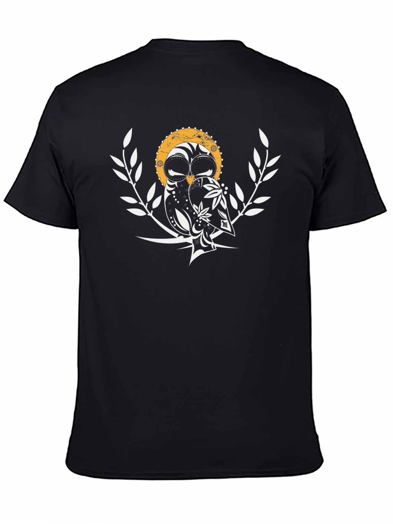 Black Owl Graphic Print Black T-Shirt view 4
