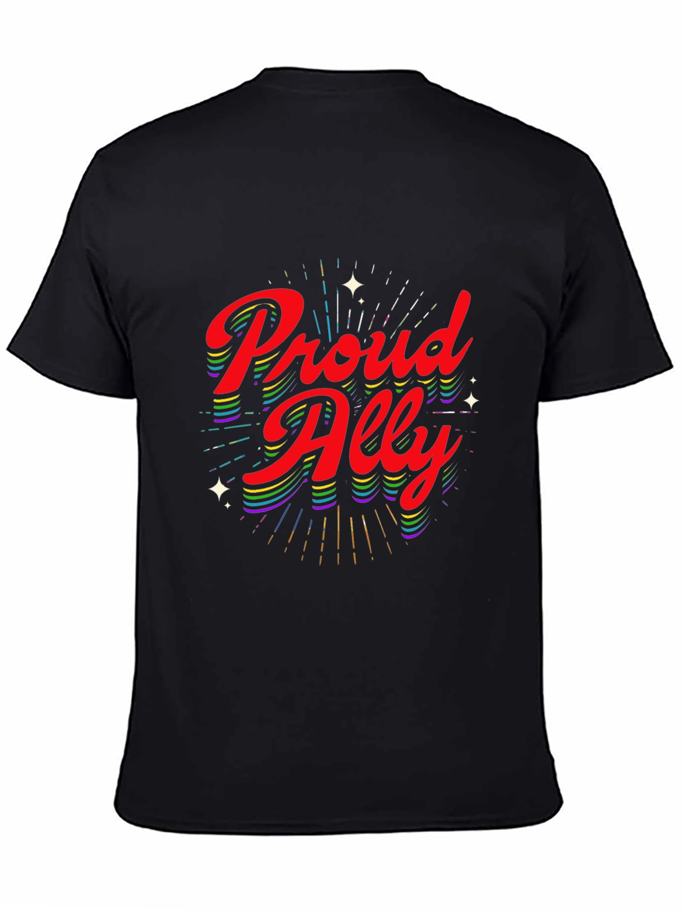 Black Proud Ally T-Shirt - LGBTQ+ Pride view 4