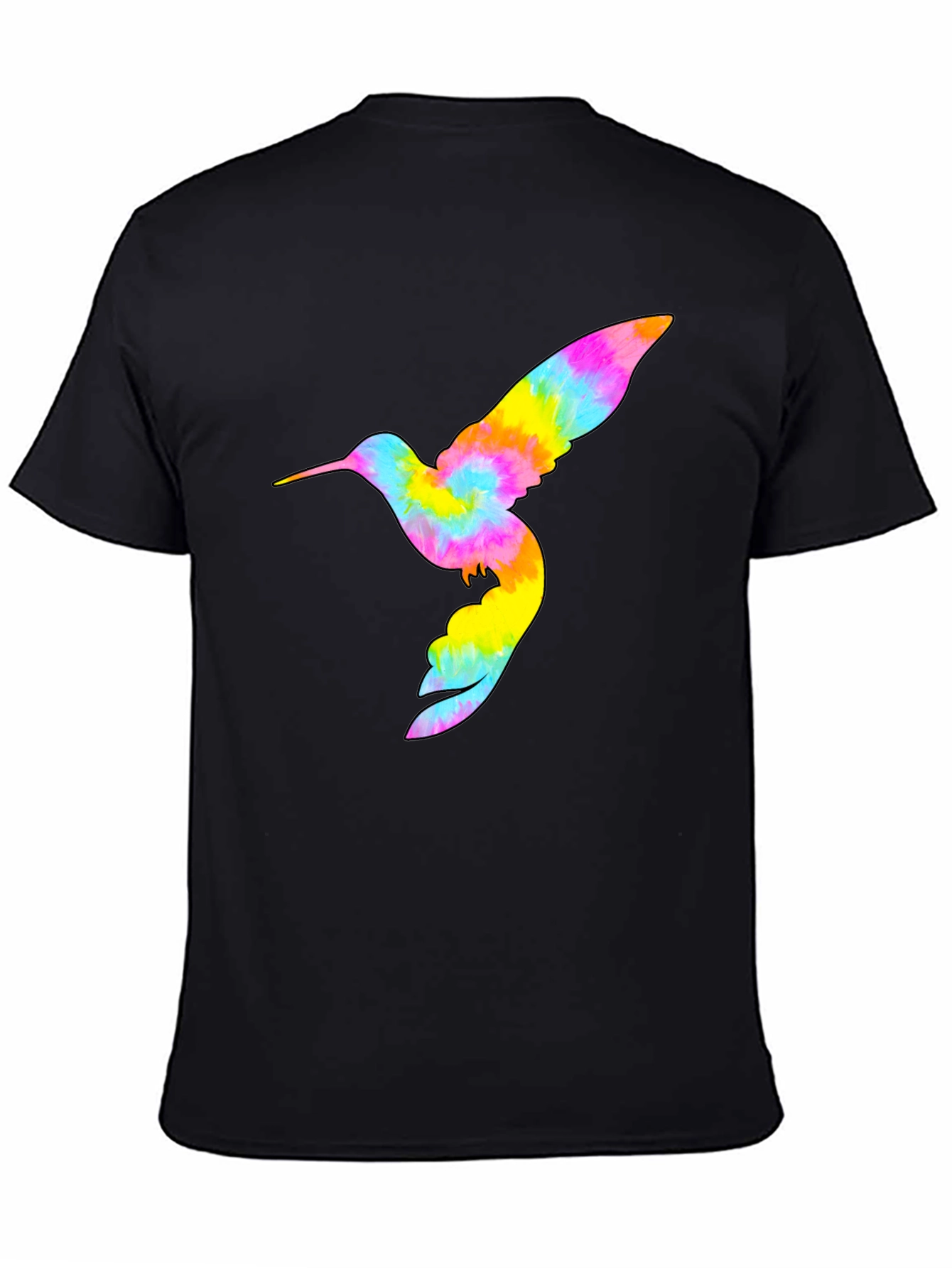 Black Tie Dye Hummingbird Graphic Tee - Black view 4