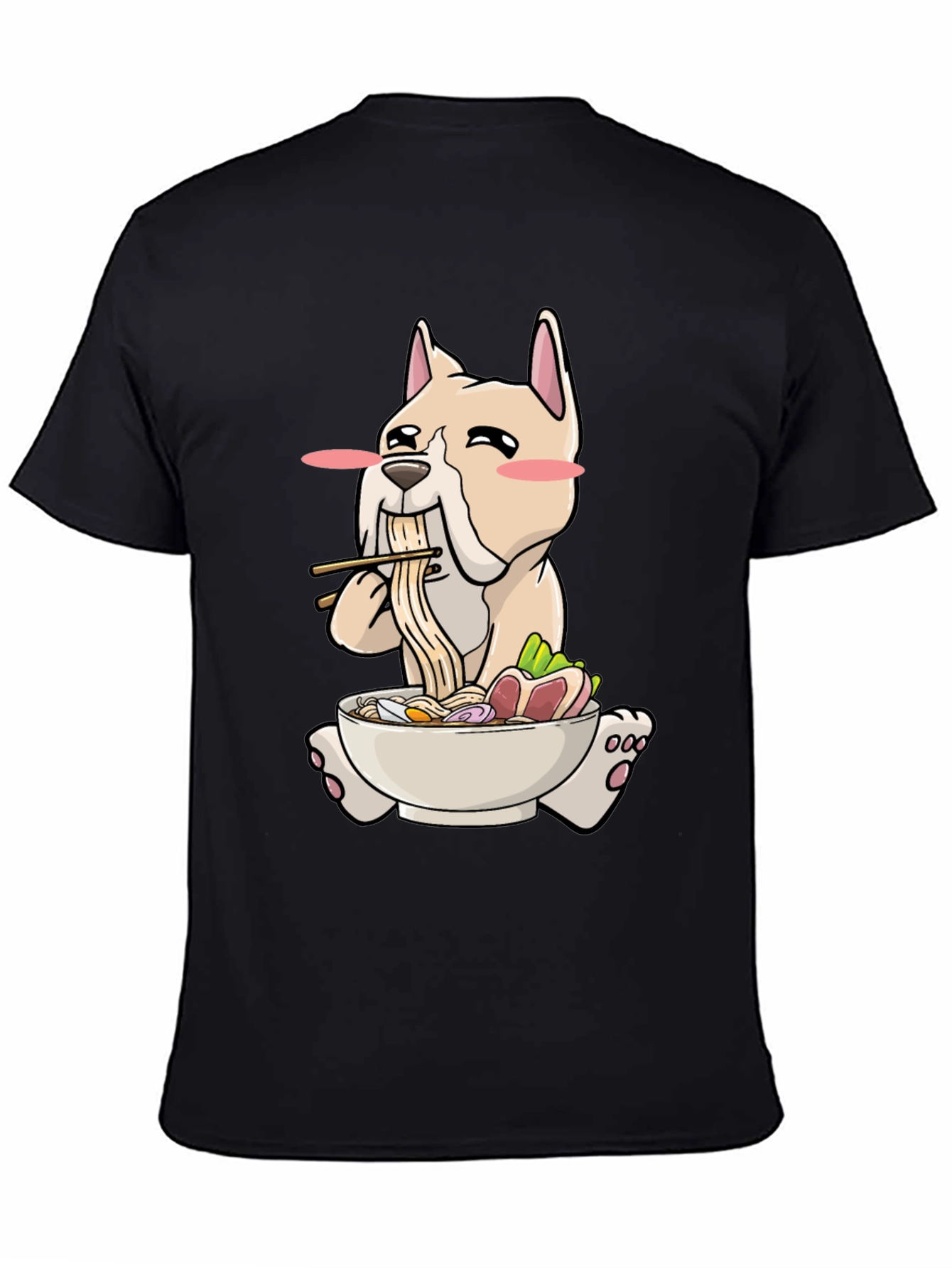 Black Dog Ramen T-Shirt - Cute Cartoon Graphic Tee view 4