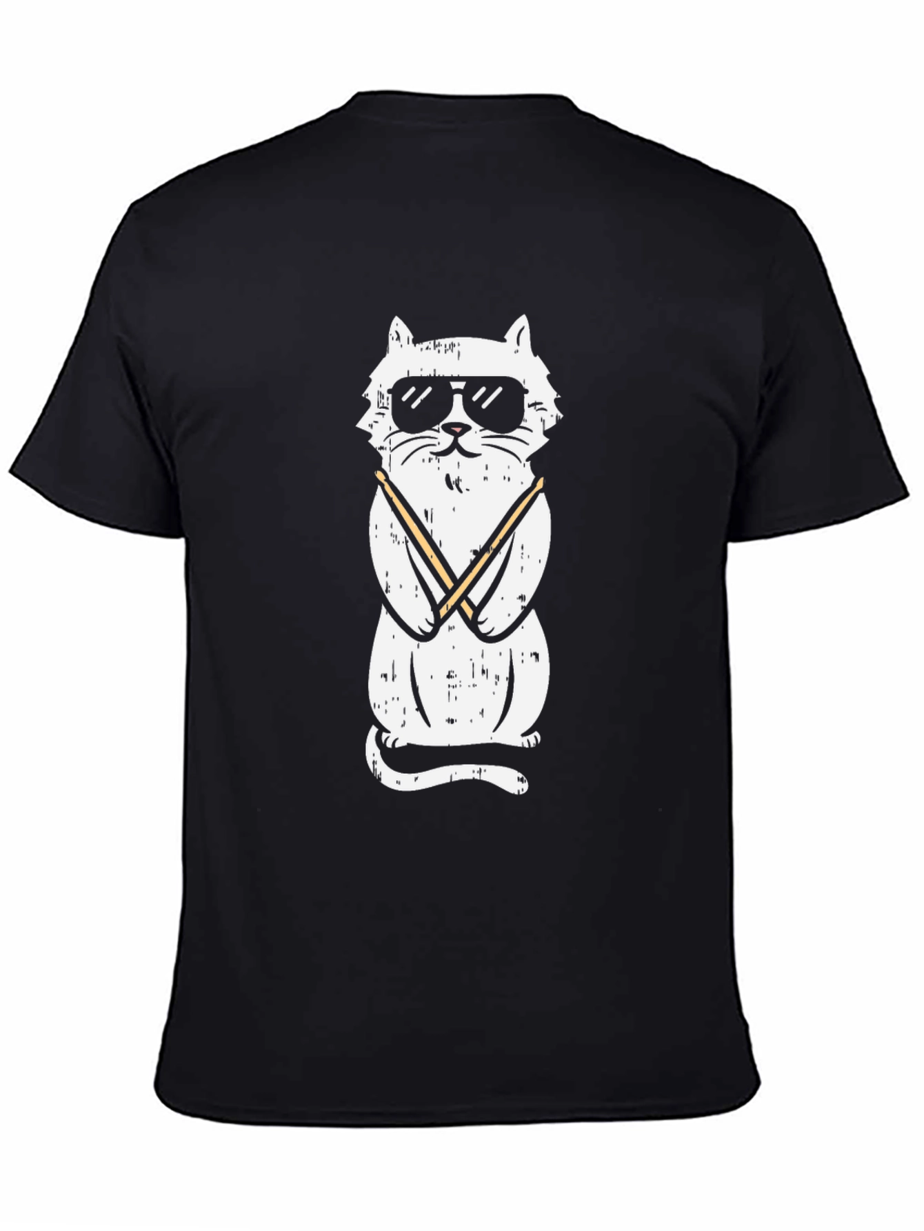 Black Cool Cat Graphic Tee - Black view 4