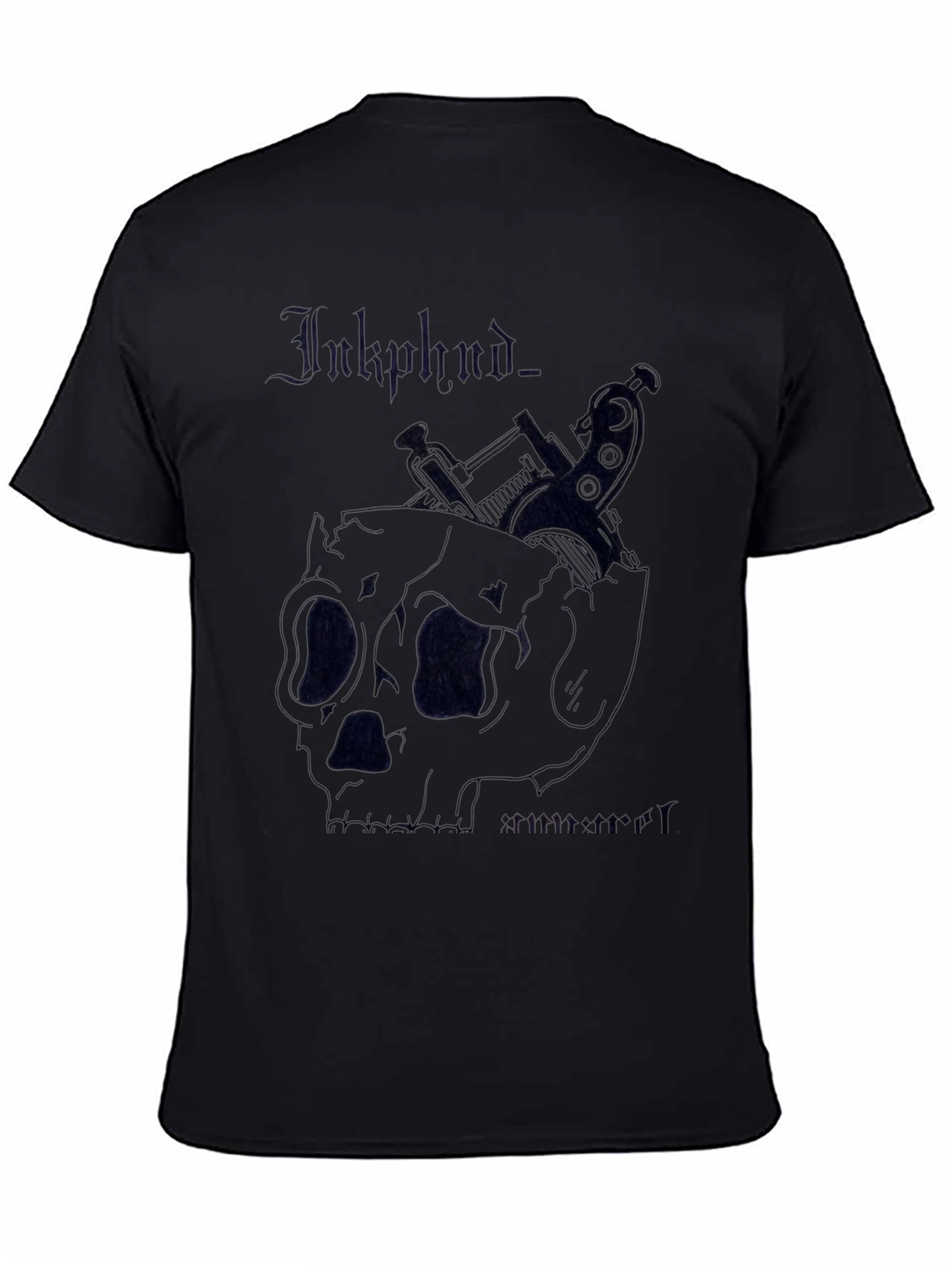 Black Ink Head Tattoo Skull Black T-Shirt view 4