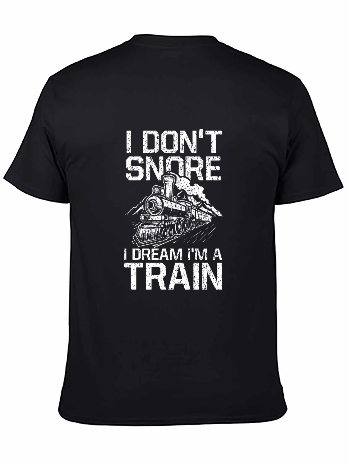 Black I Don't Snore Train T-Shirt view 4