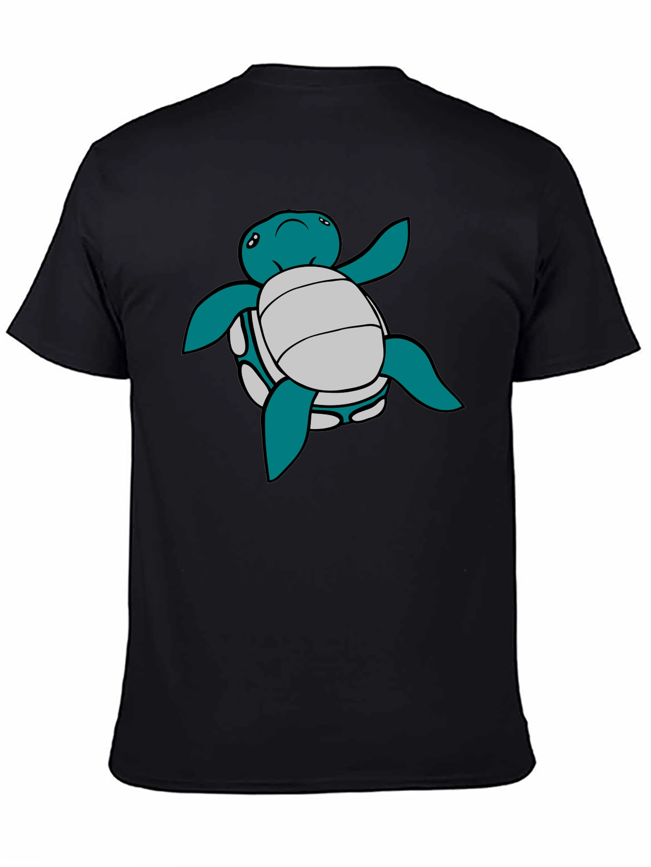 Black Cartoon Turtle Graphic Tee - Black T-Shirt view 4