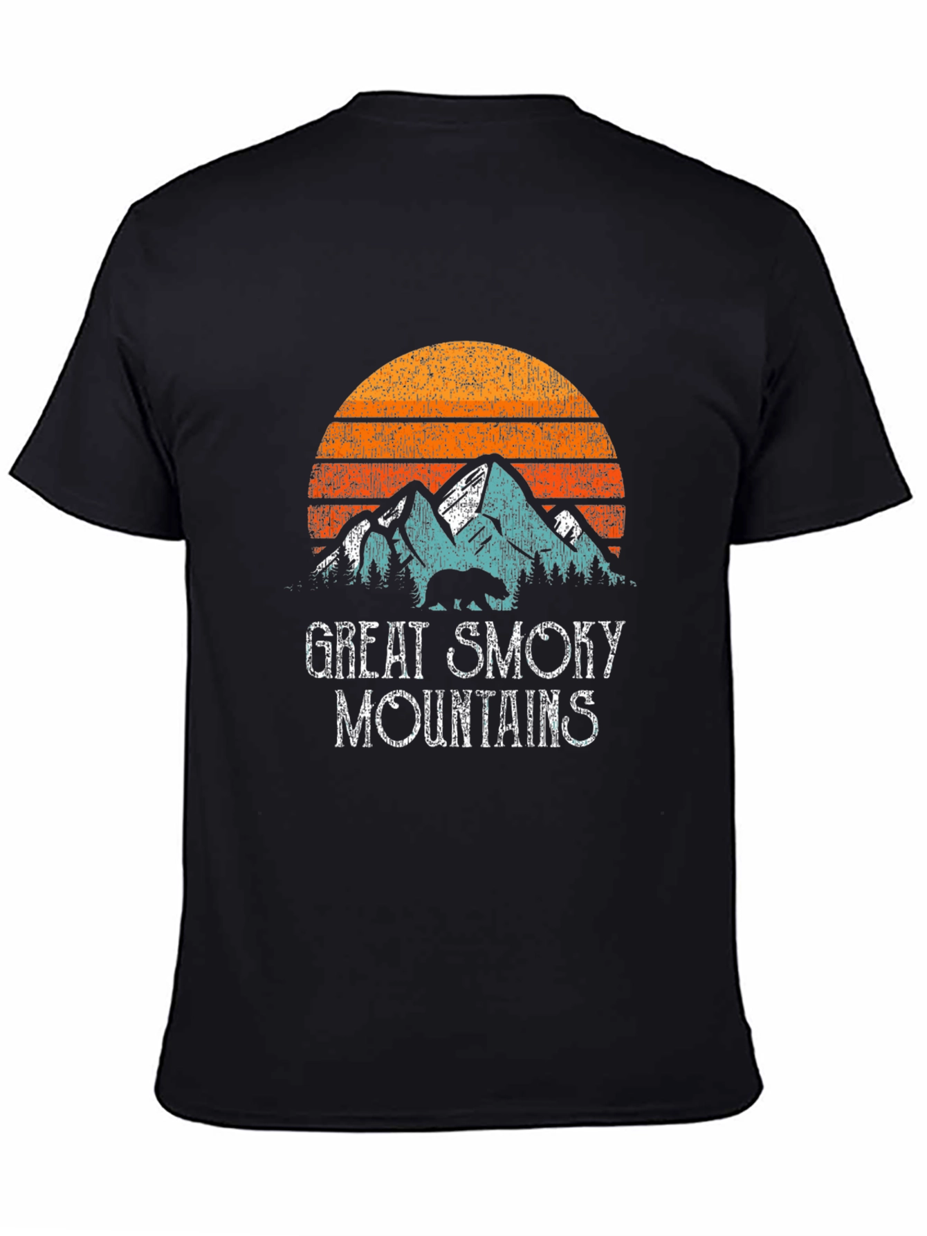 Black Great Smoky Mountains Retro Graphic T-Shirt view 4