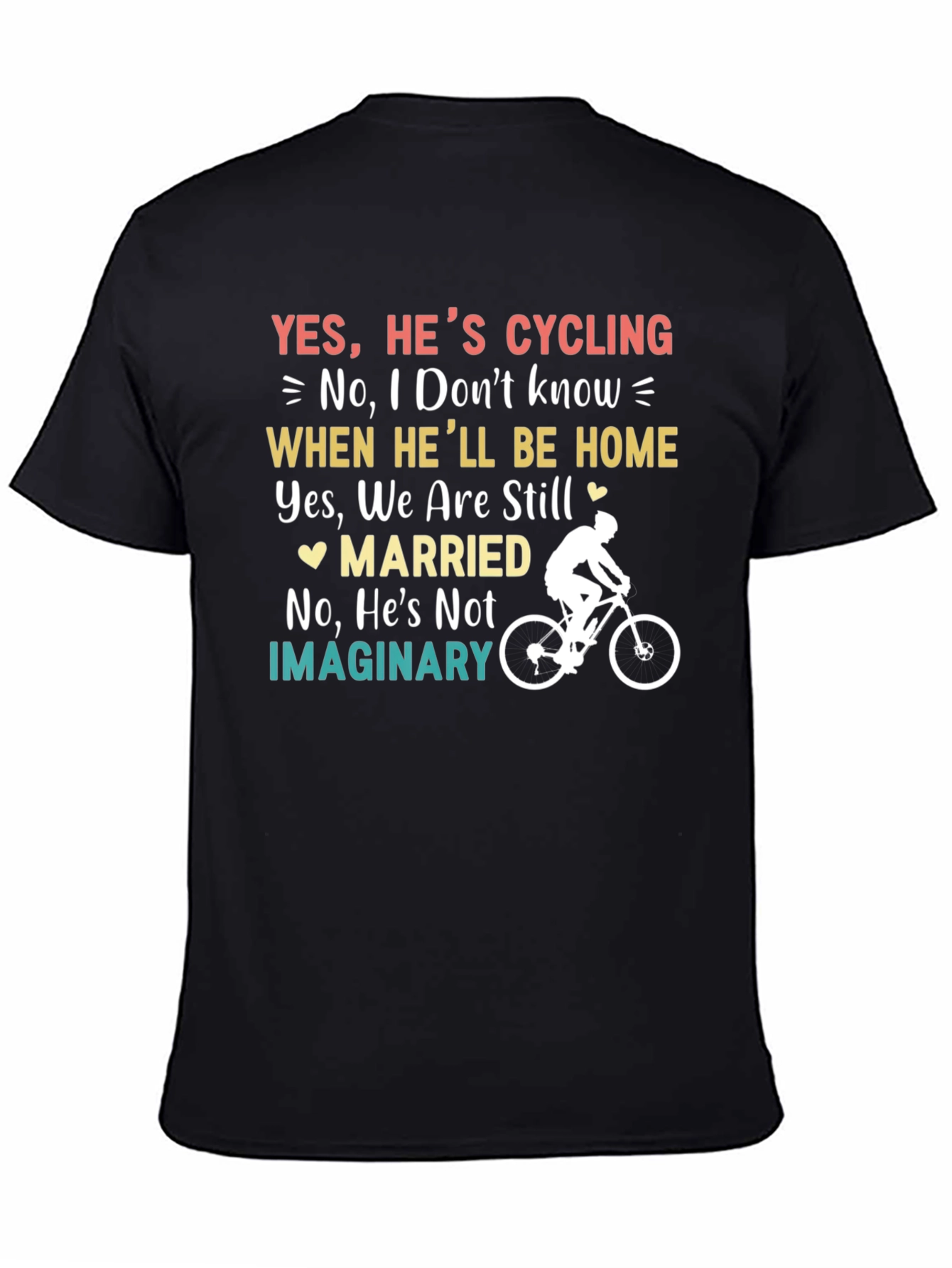 Black Funny Cycling Husband T-Shirt - Married Cyclist Gift view 4
