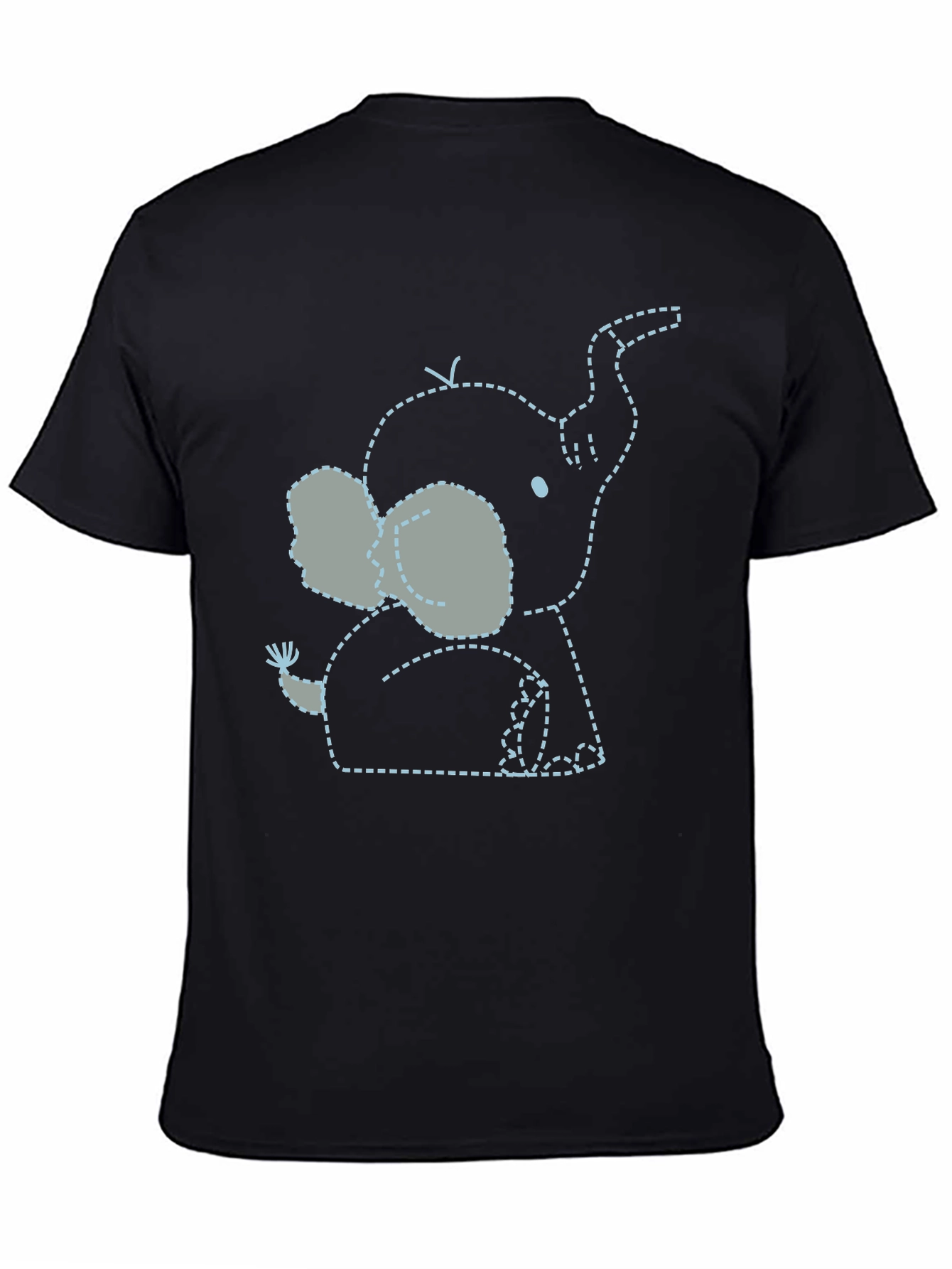 Black Cute Elephant Outline Tee - Black Soft Cotton view 4