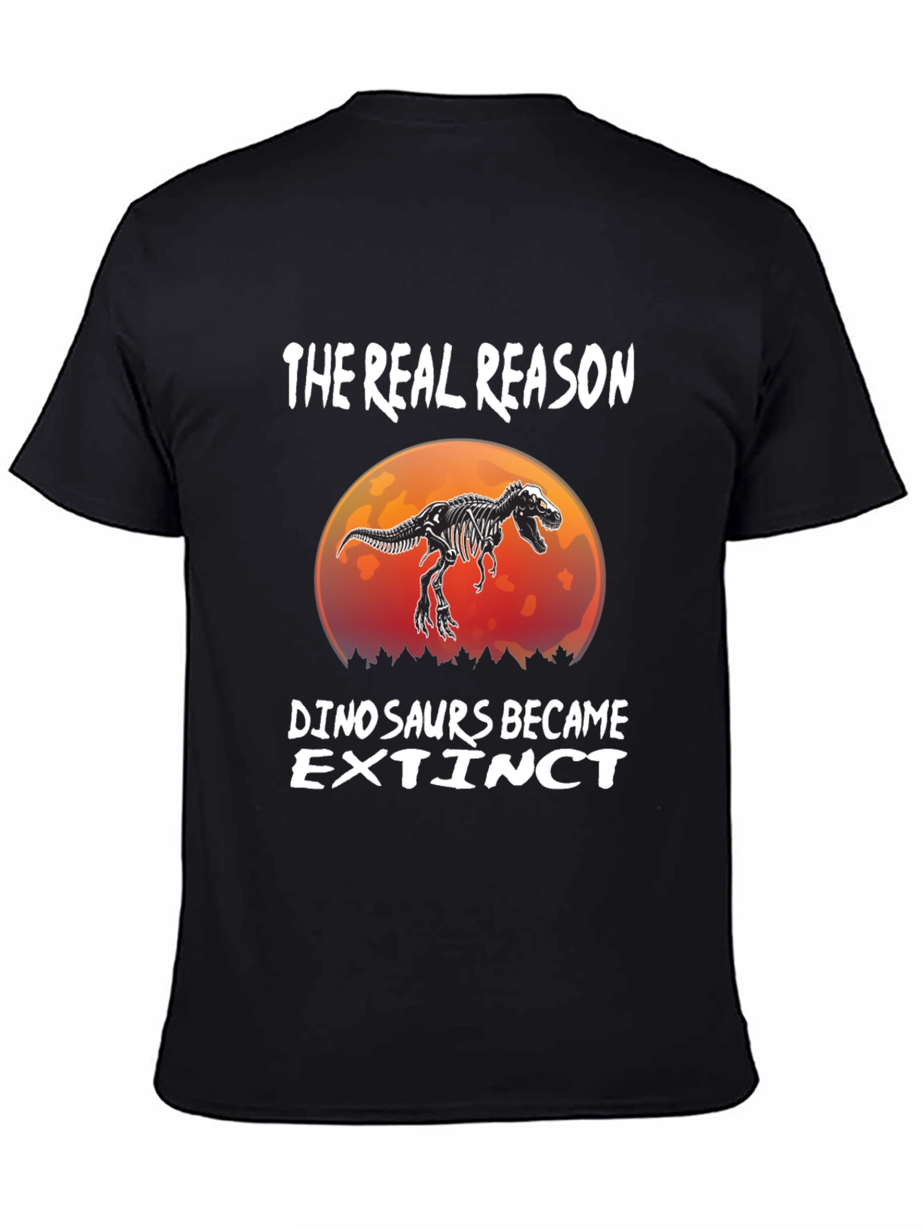 Black Dinosaur Extinction Funny T-Shirt view 4