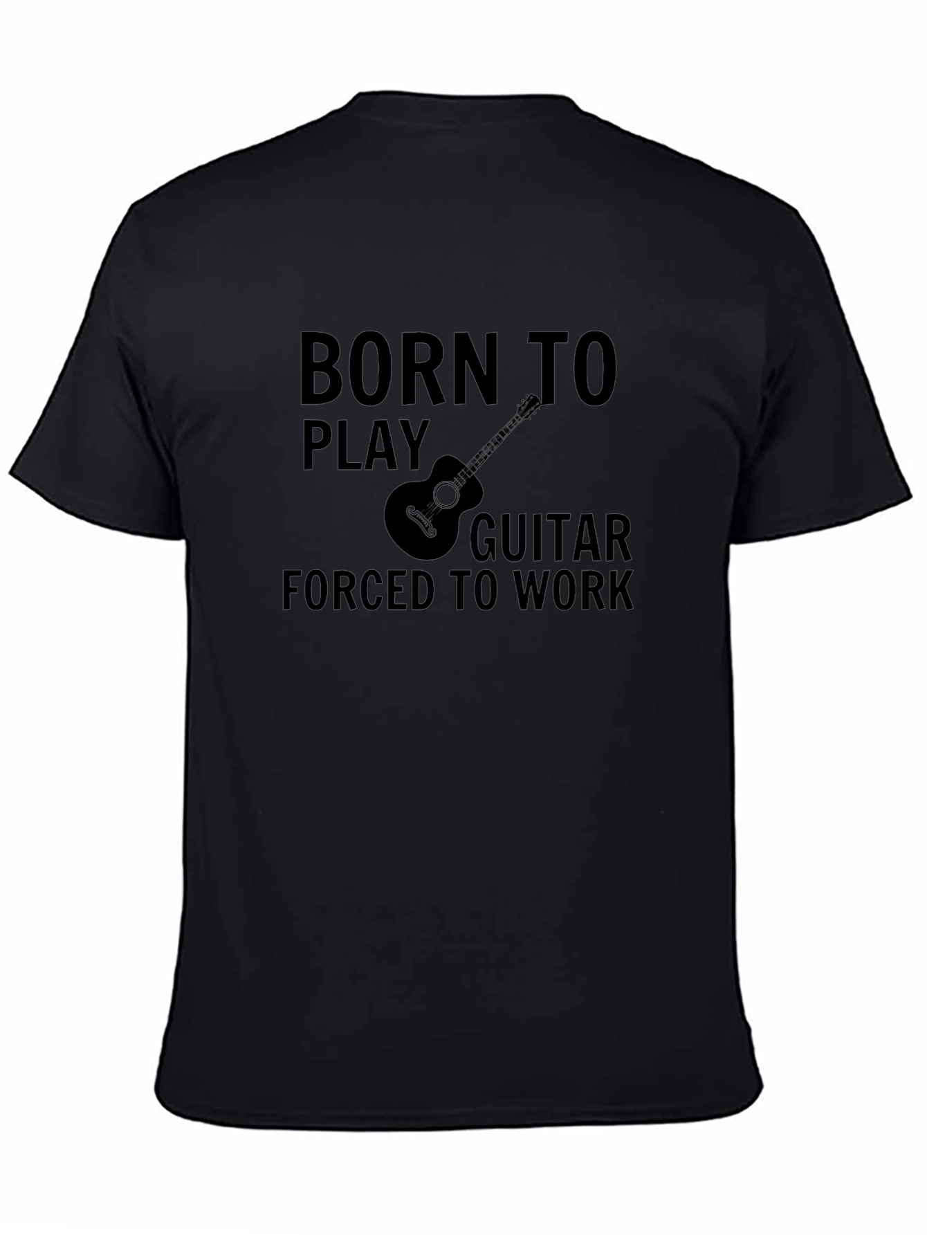 Black Born to Play Guitar Black Graphic Tee view 4