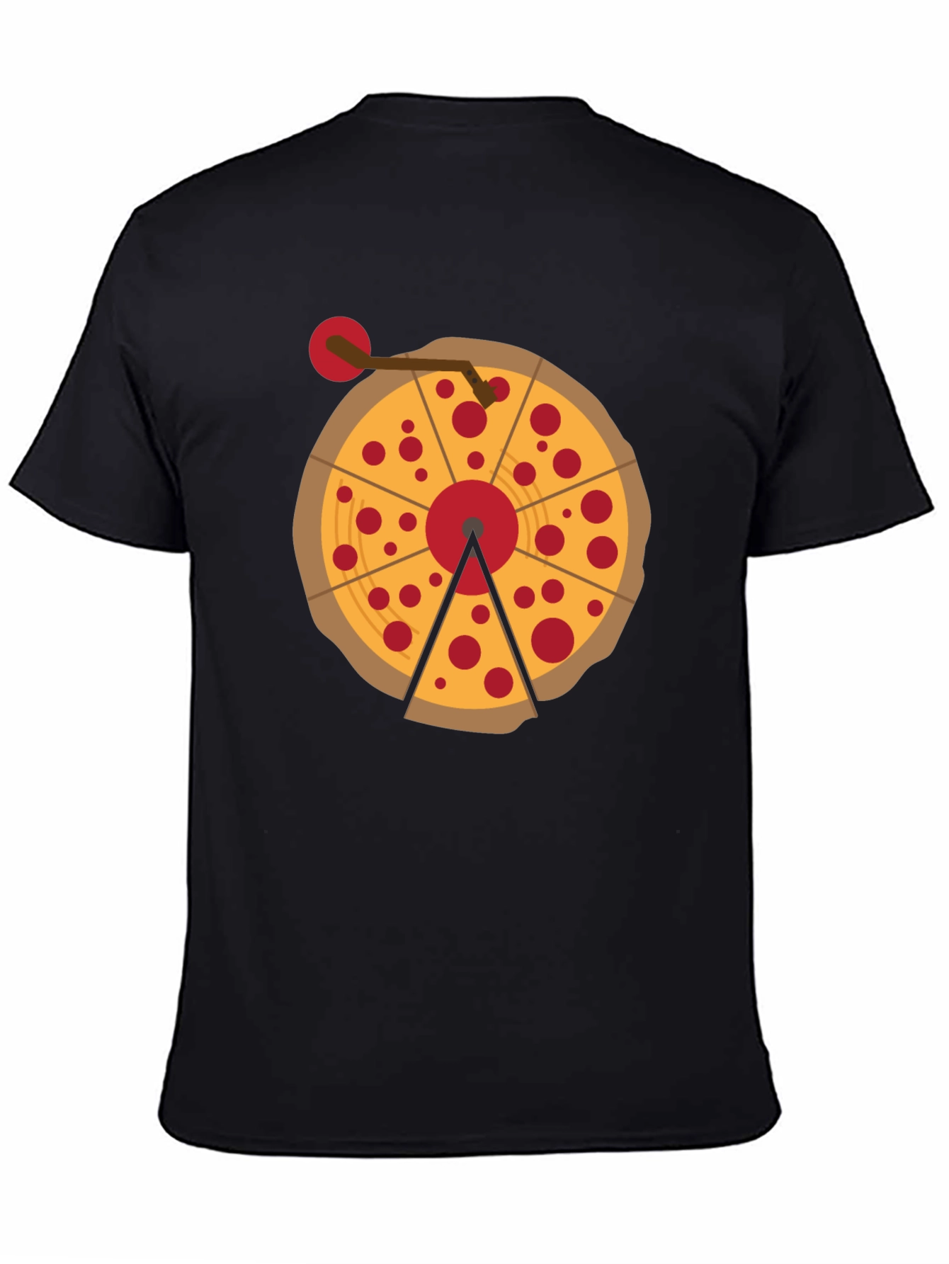Black Pizza Turntable Graphic Tee - DJ Foodie T-Shirt view 4