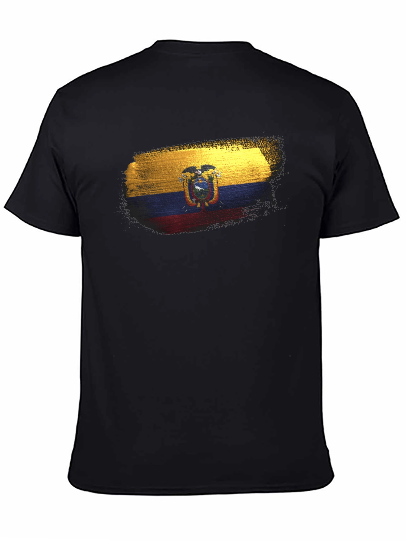 Black Ecuador Flag T-Shirt - Black Crew Neck Tee view 4