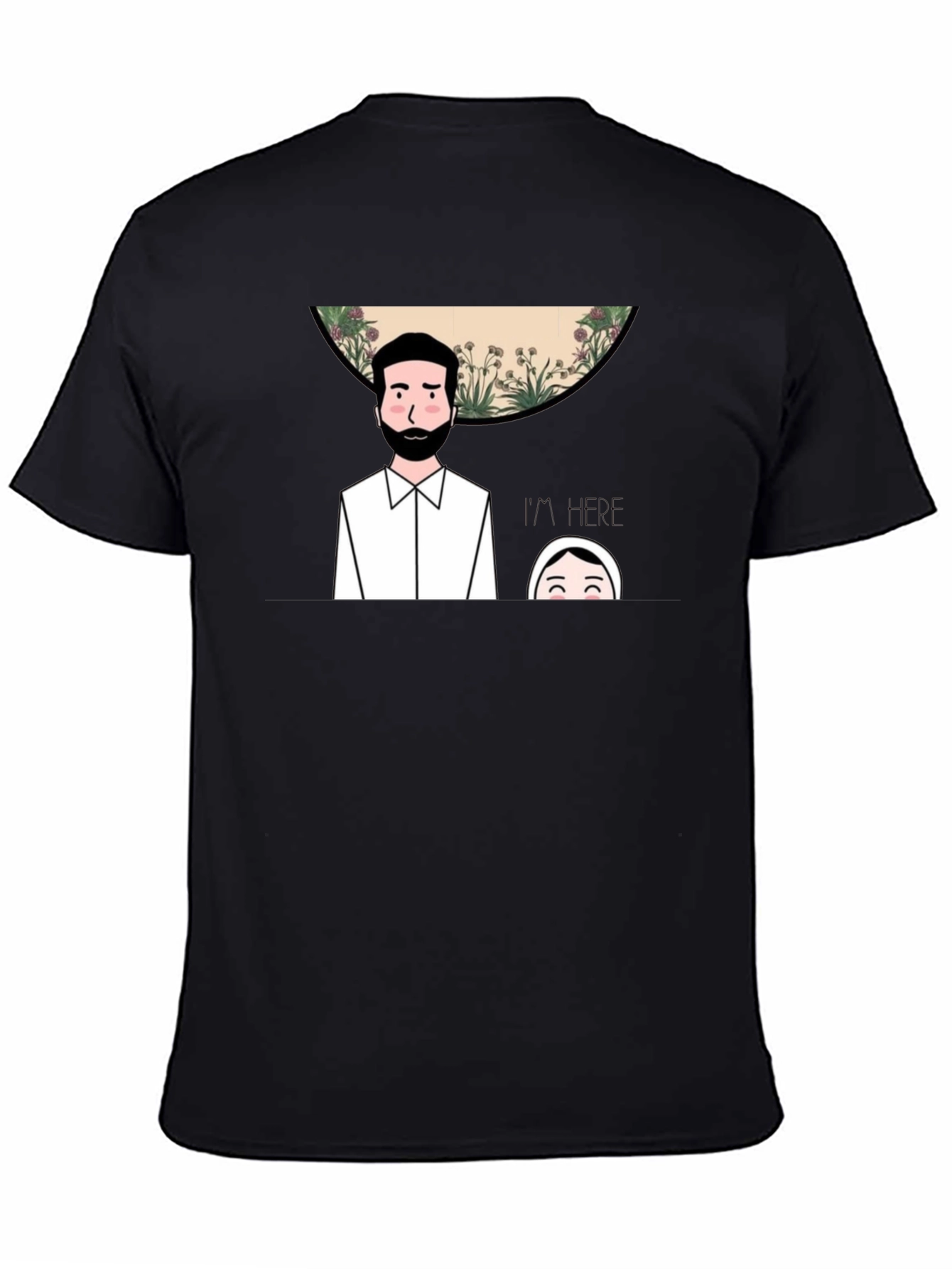 Black Couple Portrait Graphic Black T-Shirt view 4