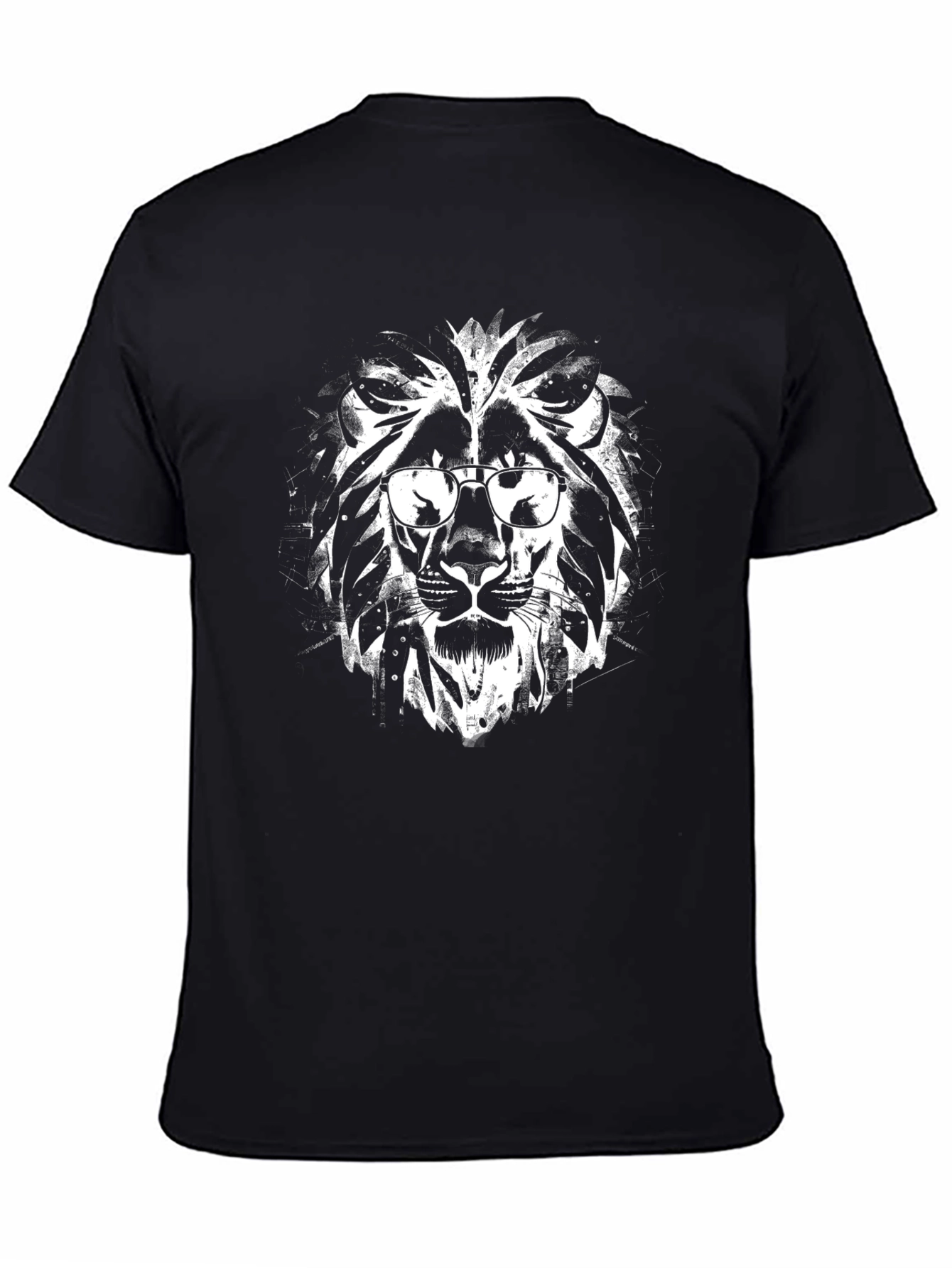 Black Cool Lion Graphic Tee - Black Crew Neck view 4