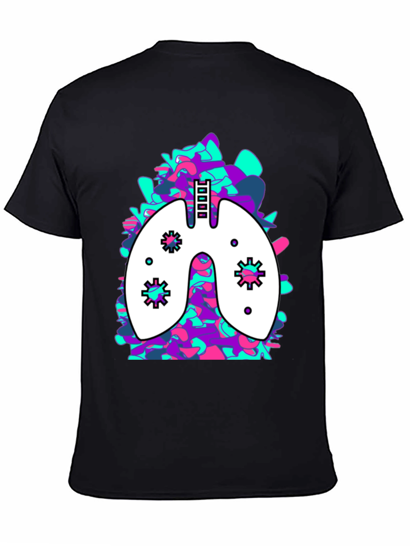 Black Lung Art Black T-Shirt: Abstract Organ Tee view 4