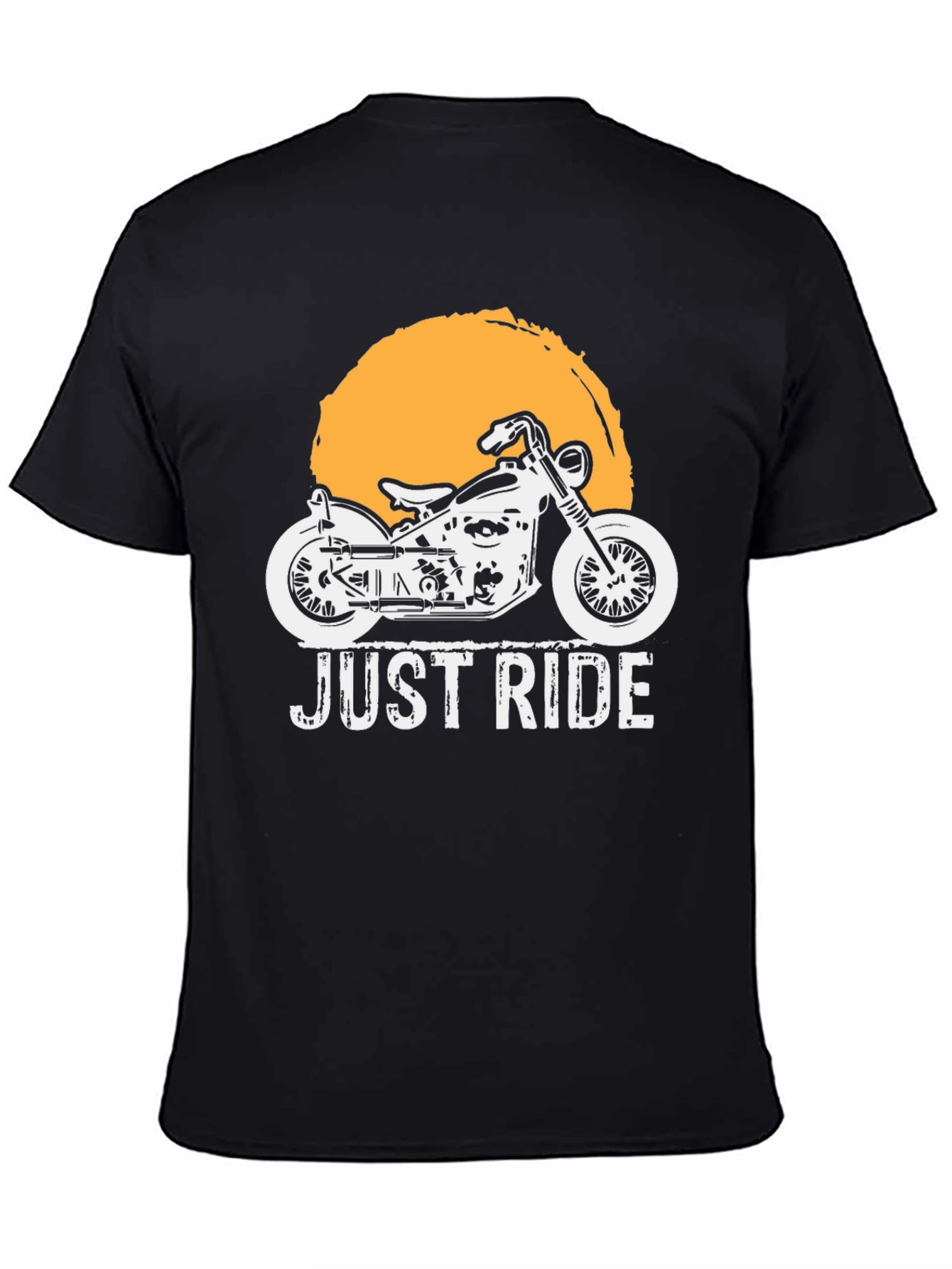Black Just Ride Motorcycle Graphic T-Shirt view 4