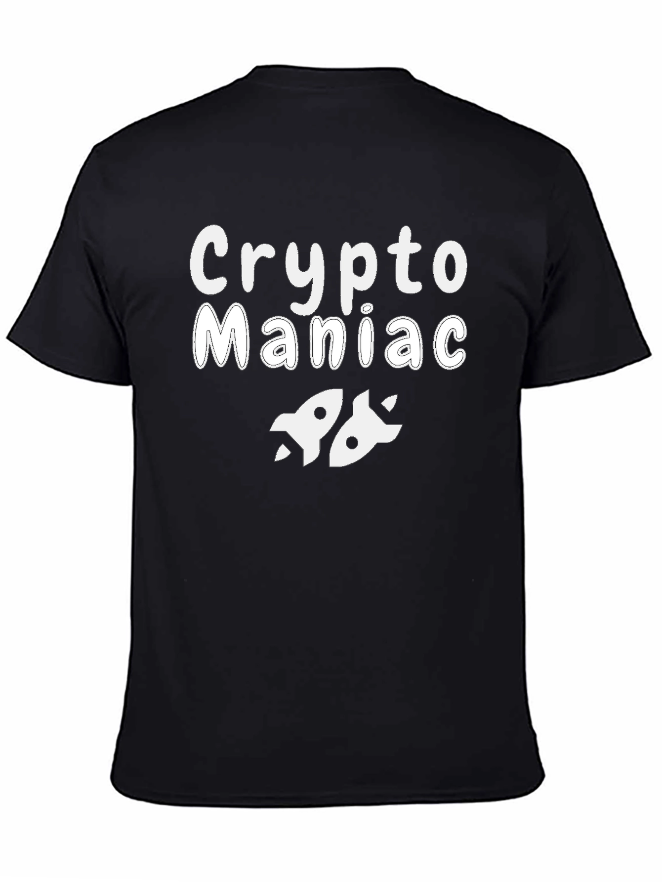 Black Crypto Maniac T-Shirt - Rocket Design view 4
