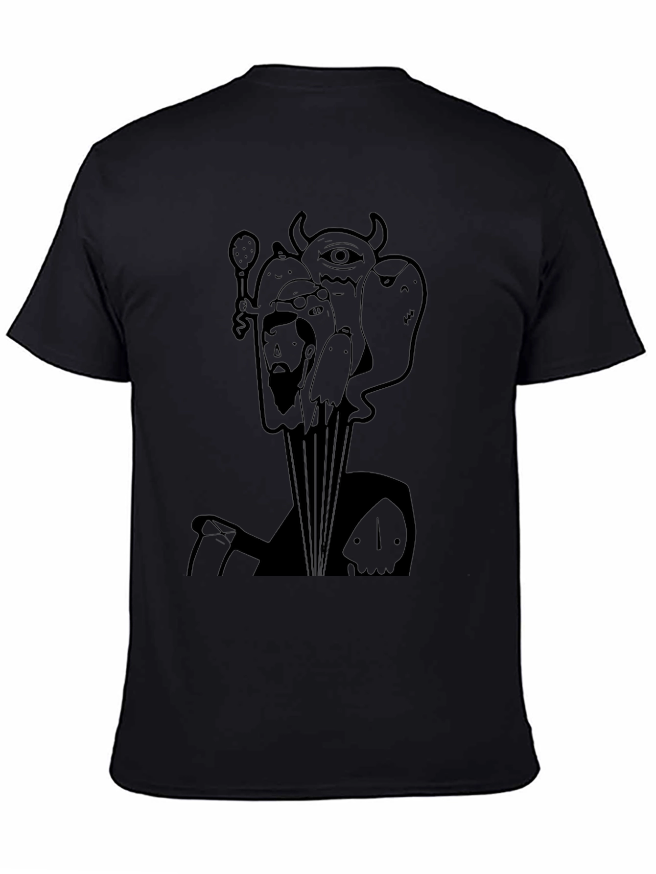Black Humorous Graphic Print Black T-Shirt view 4