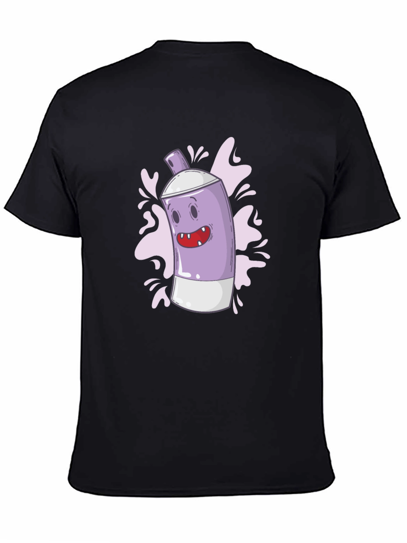Black Funky Spray Can Graphic Tee - Cool Cartoon Design view 4