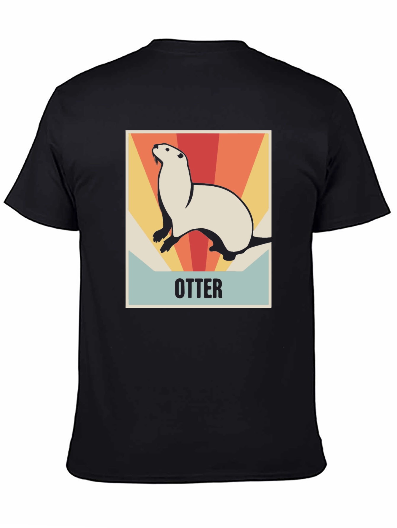 Black Retro Otter Graphic Tee - Soft Cotton Blend view 4