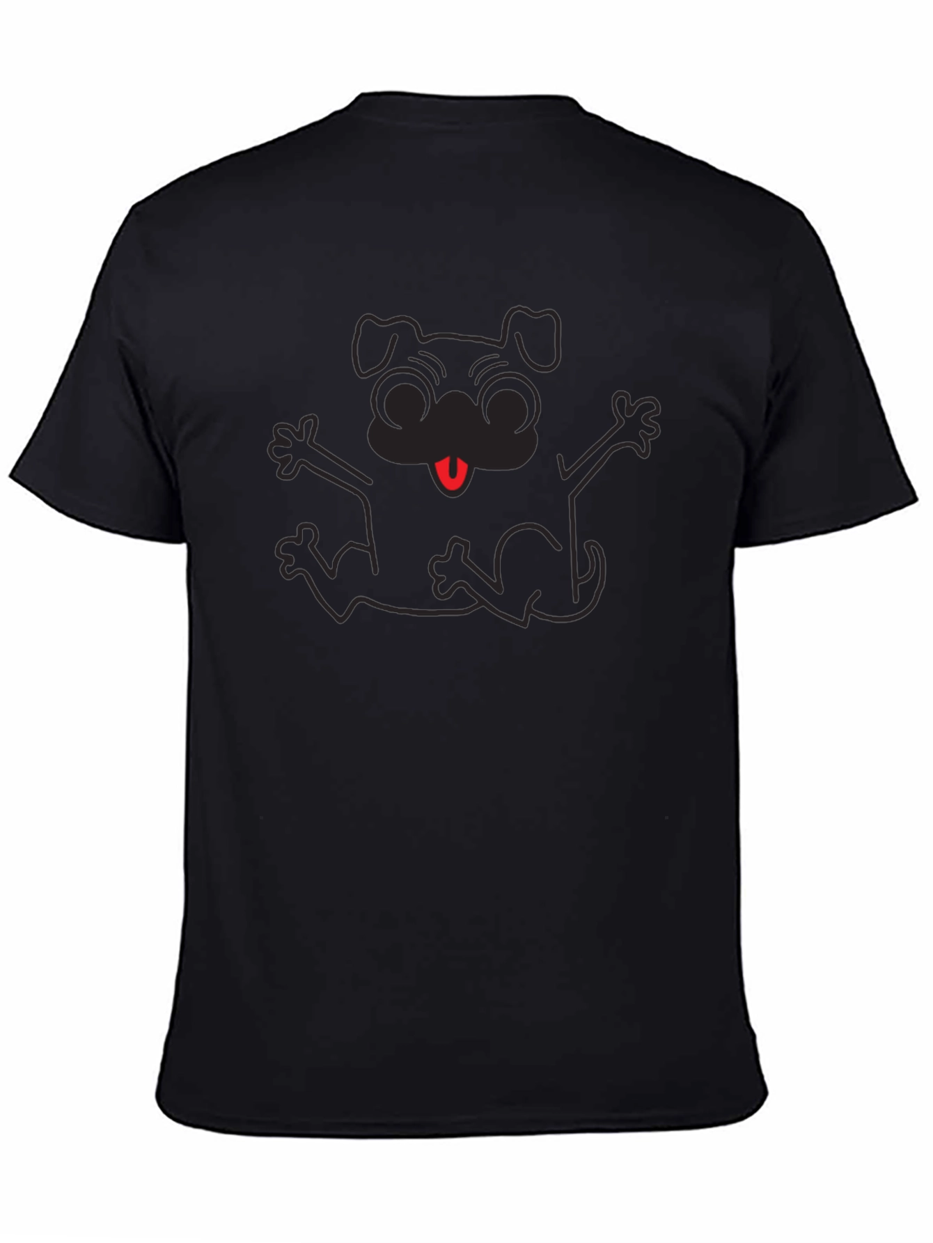Black Funny Pug Dog Graphic T-Shirt - Black view 4