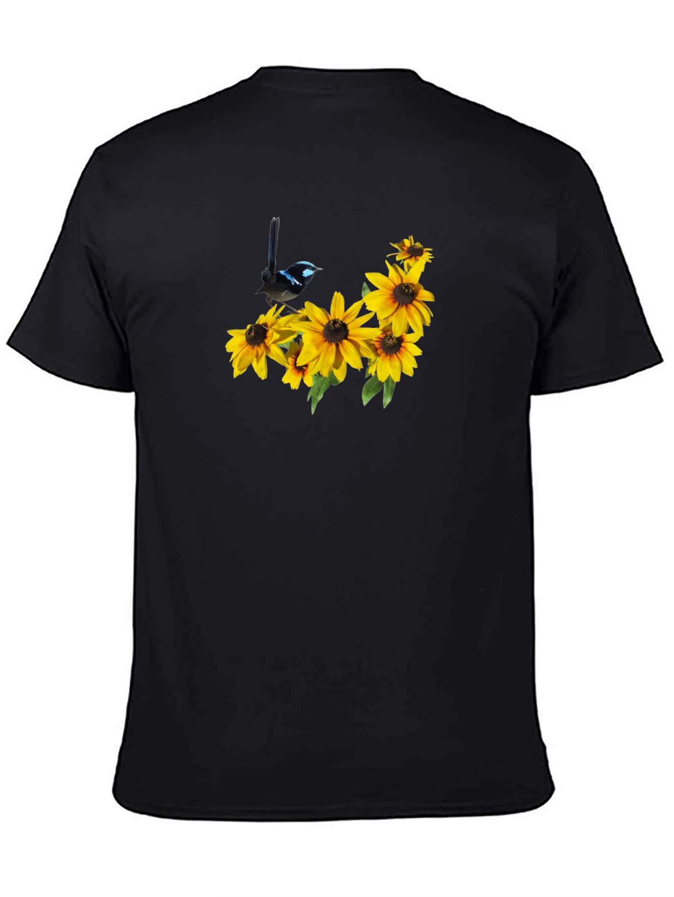 Black Black Tee with Bird and Sunflower Graphic view 4