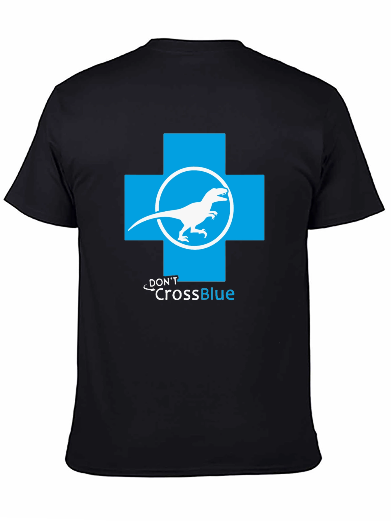 Black Don't Cross Blue T-Shirt - Dino Parody Tee view 4