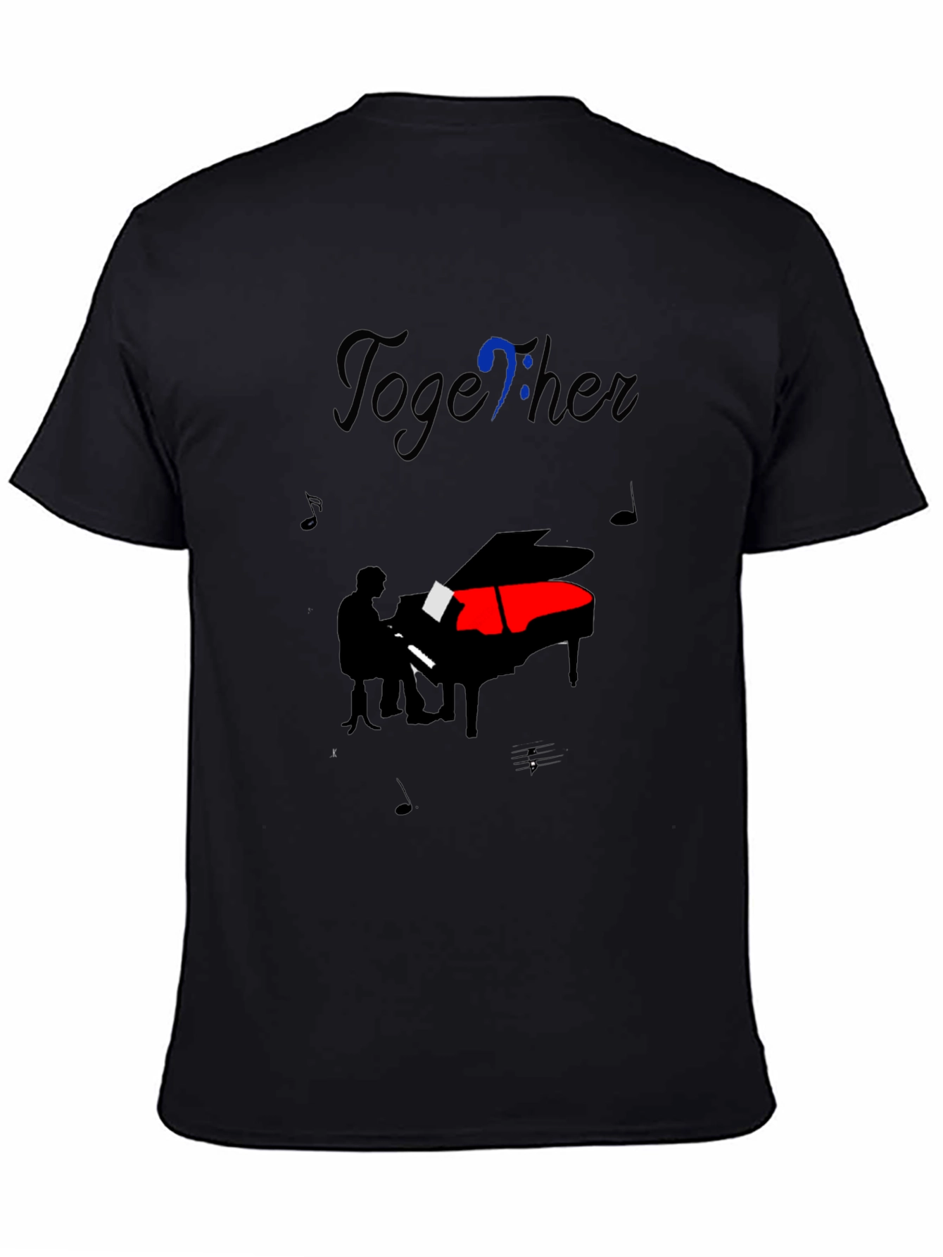 Black Musical Harmony Tee: Piano & Together Design view 4