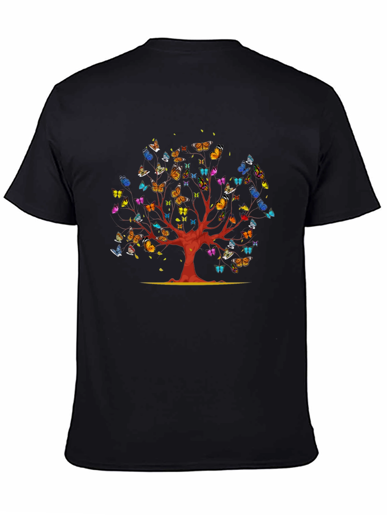 Black Butterfly Tree Graphic Tee - Black Cotton Blend view 4