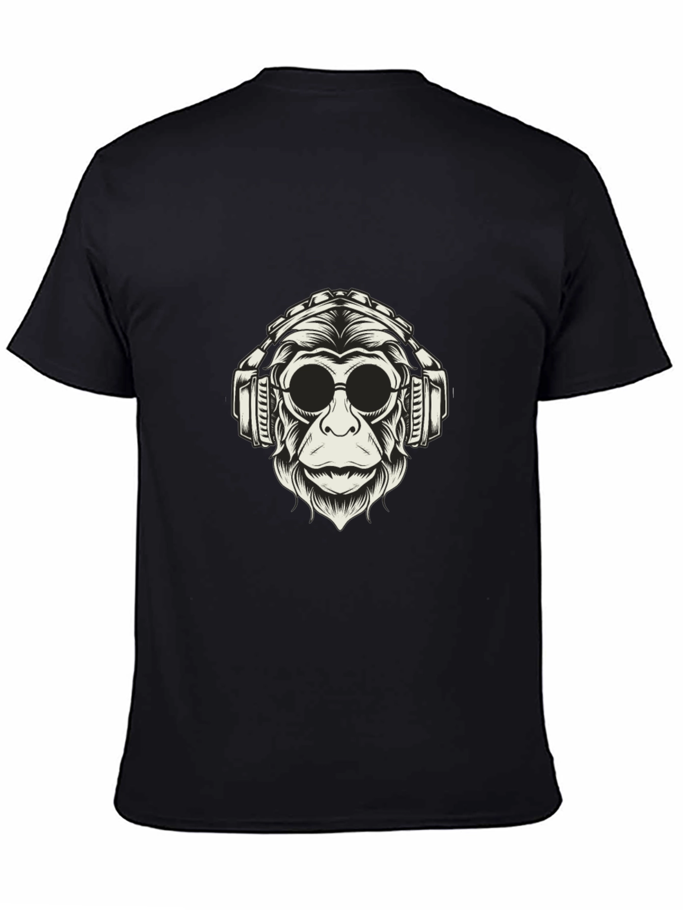 Black Cool Monkey Graphic Tee - Black Cotton Shirt view 4