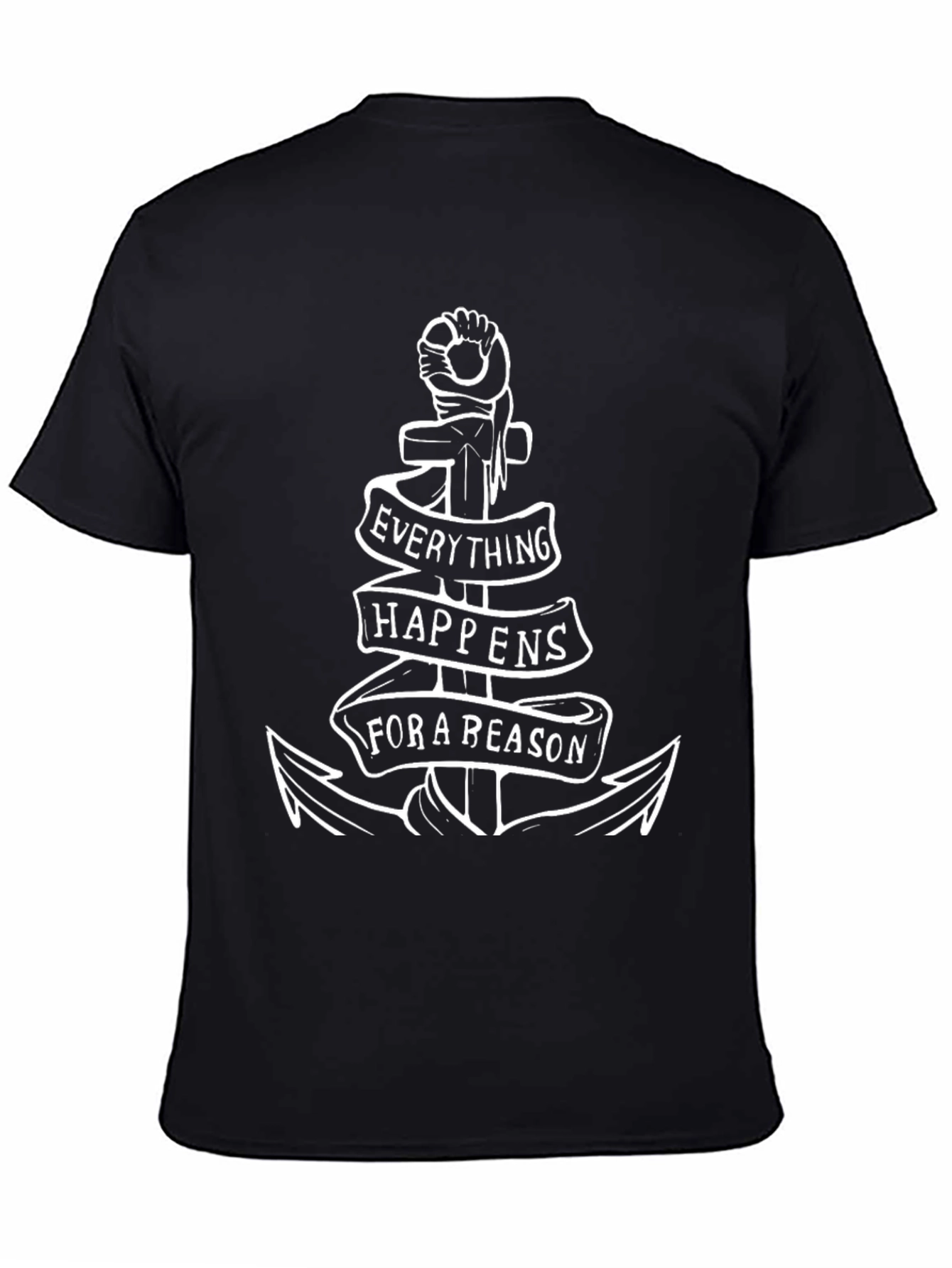 Black Everything Happens for a Reason Anchor T-Shirt view 4