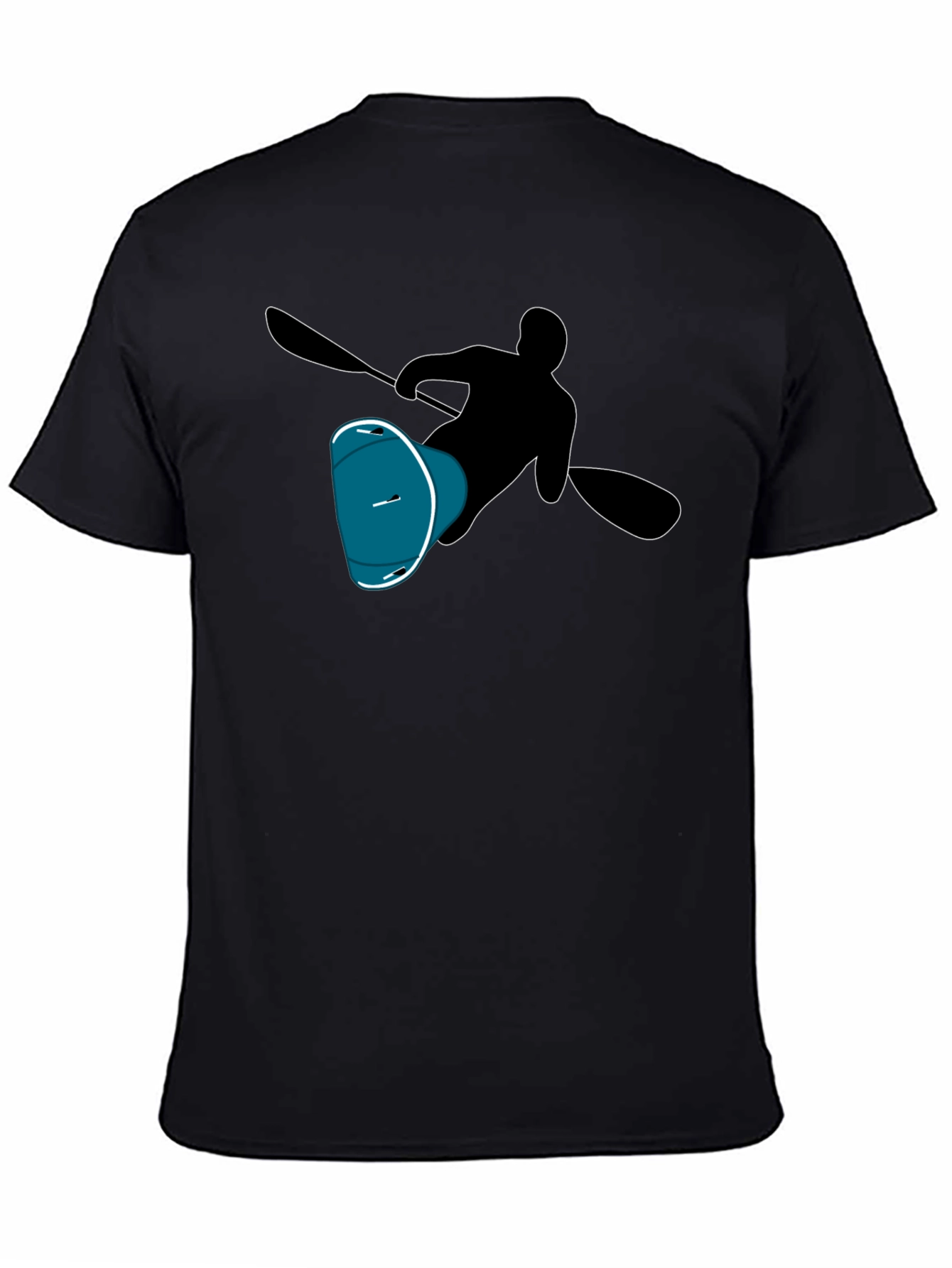 Black Kayaker Silhouette Tee - Black Cotton T-Shirt view 4