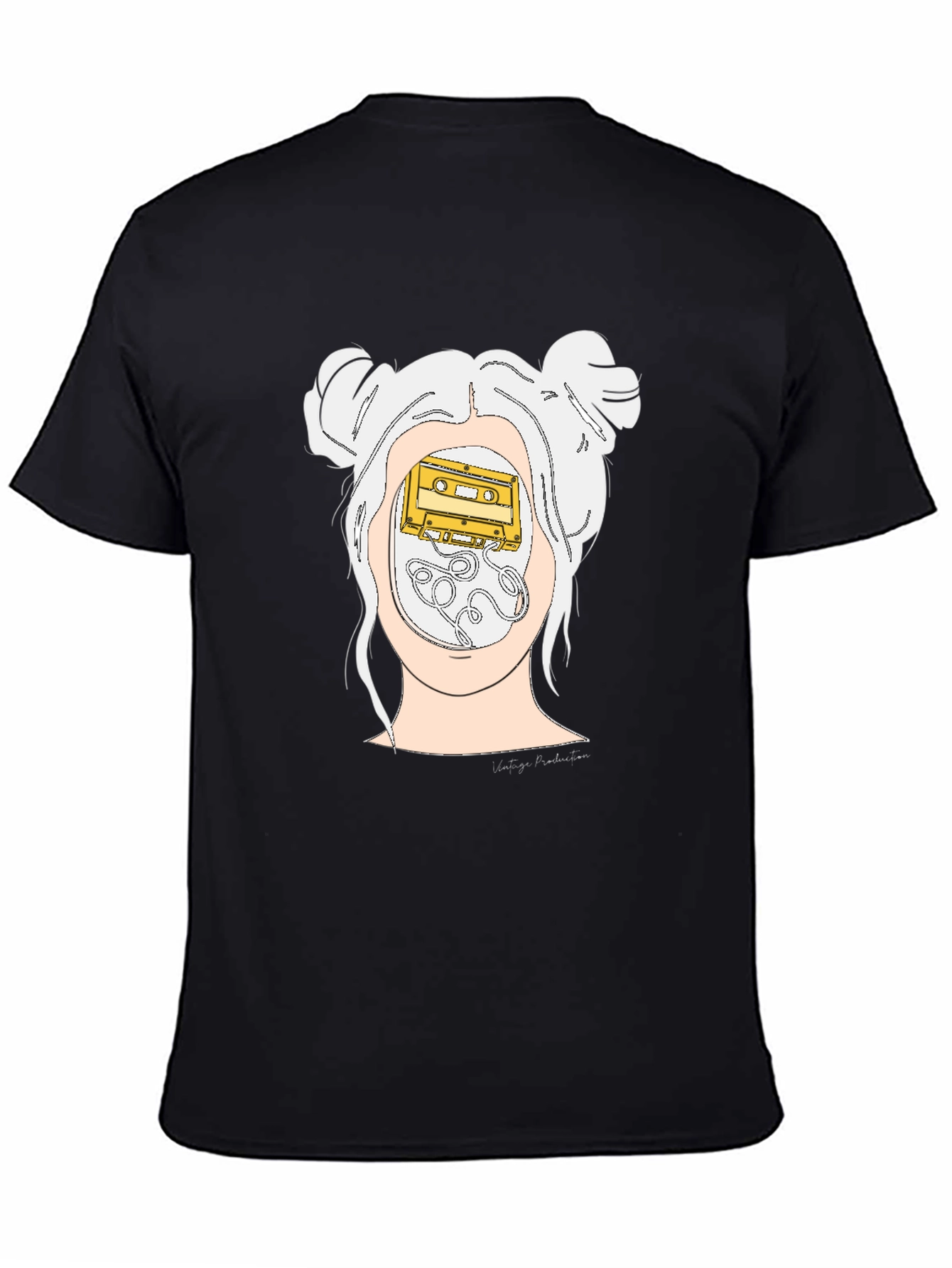 Black Retro Cassette Tape Mind T-Shirt - Unisex Black Tee view 4