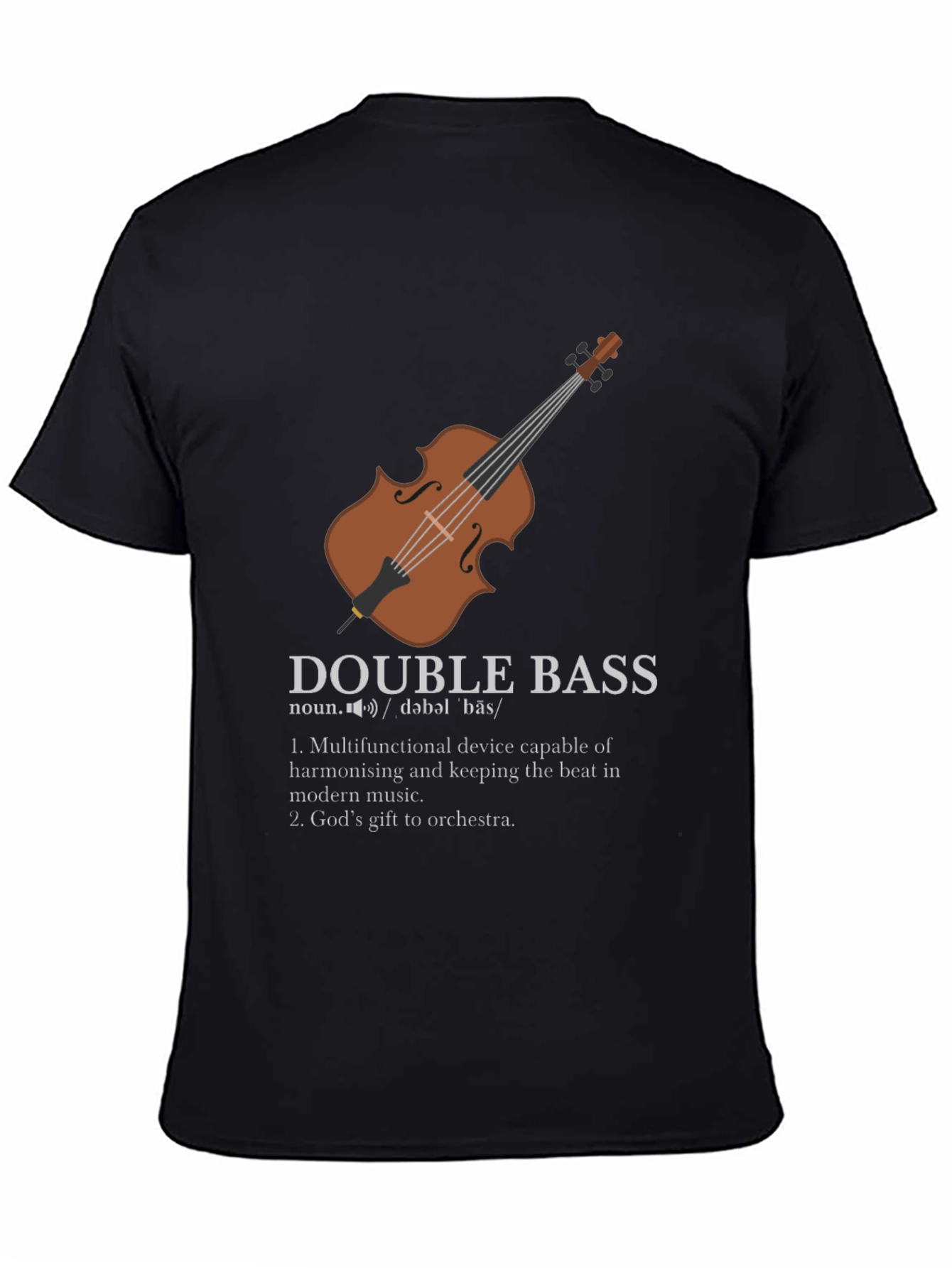 Black Double Bass Definition Graphic T-Shirt view 4