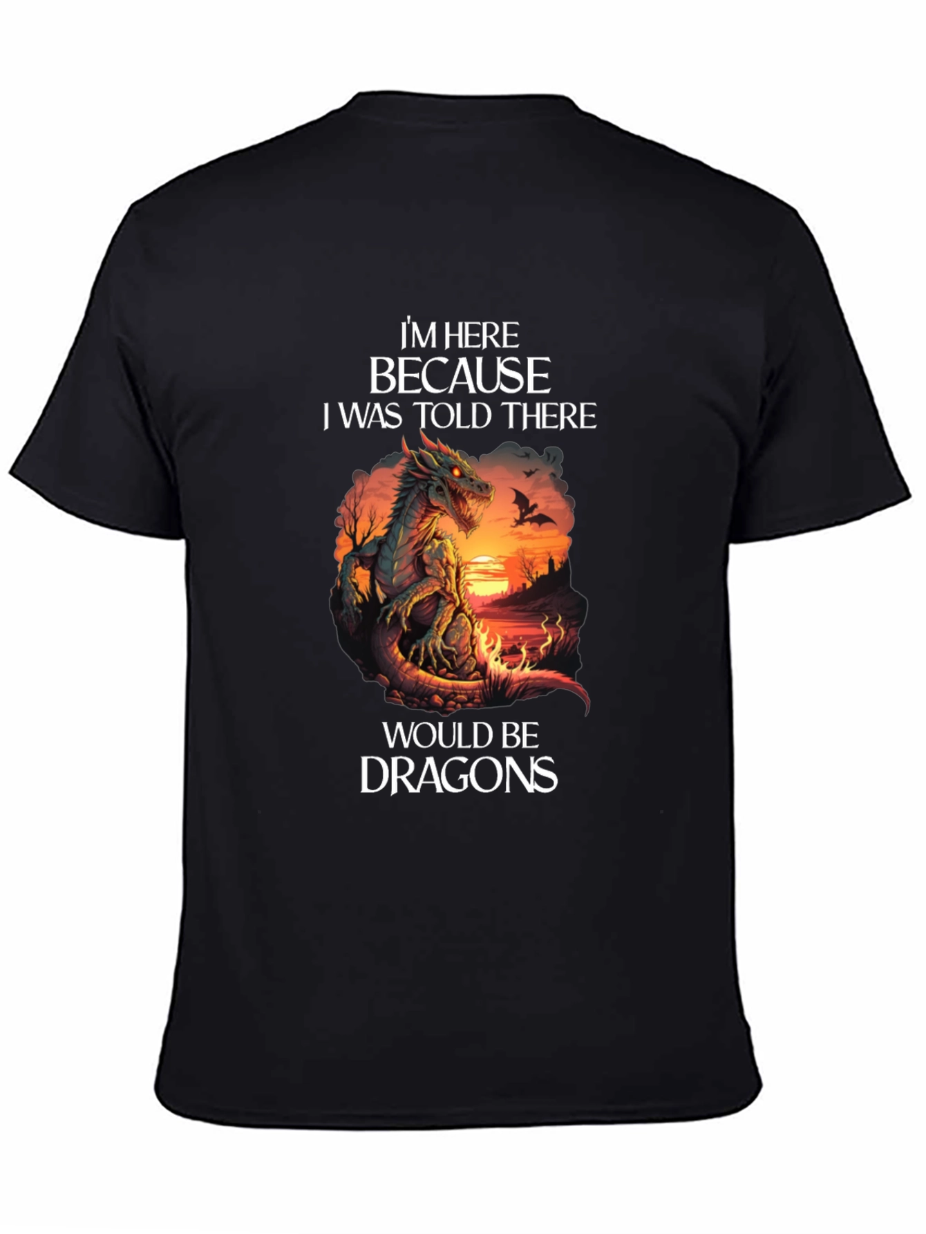 Black Dragon T-Shirt: I'm Here Because Dragons Graphic Tee view 4