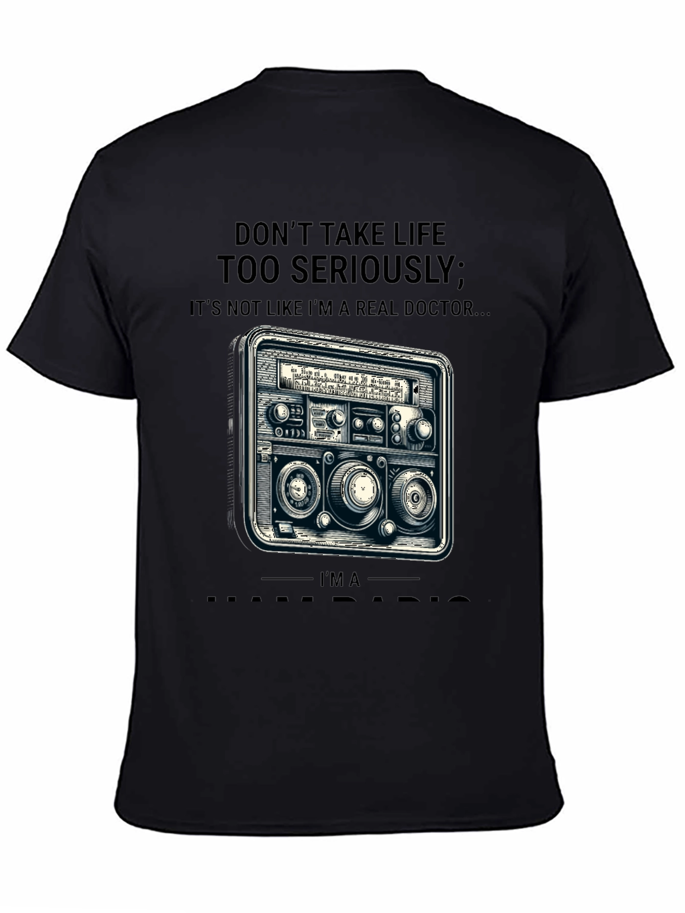 Black Don't Take Life Radio Doctor T-Shirt view 4