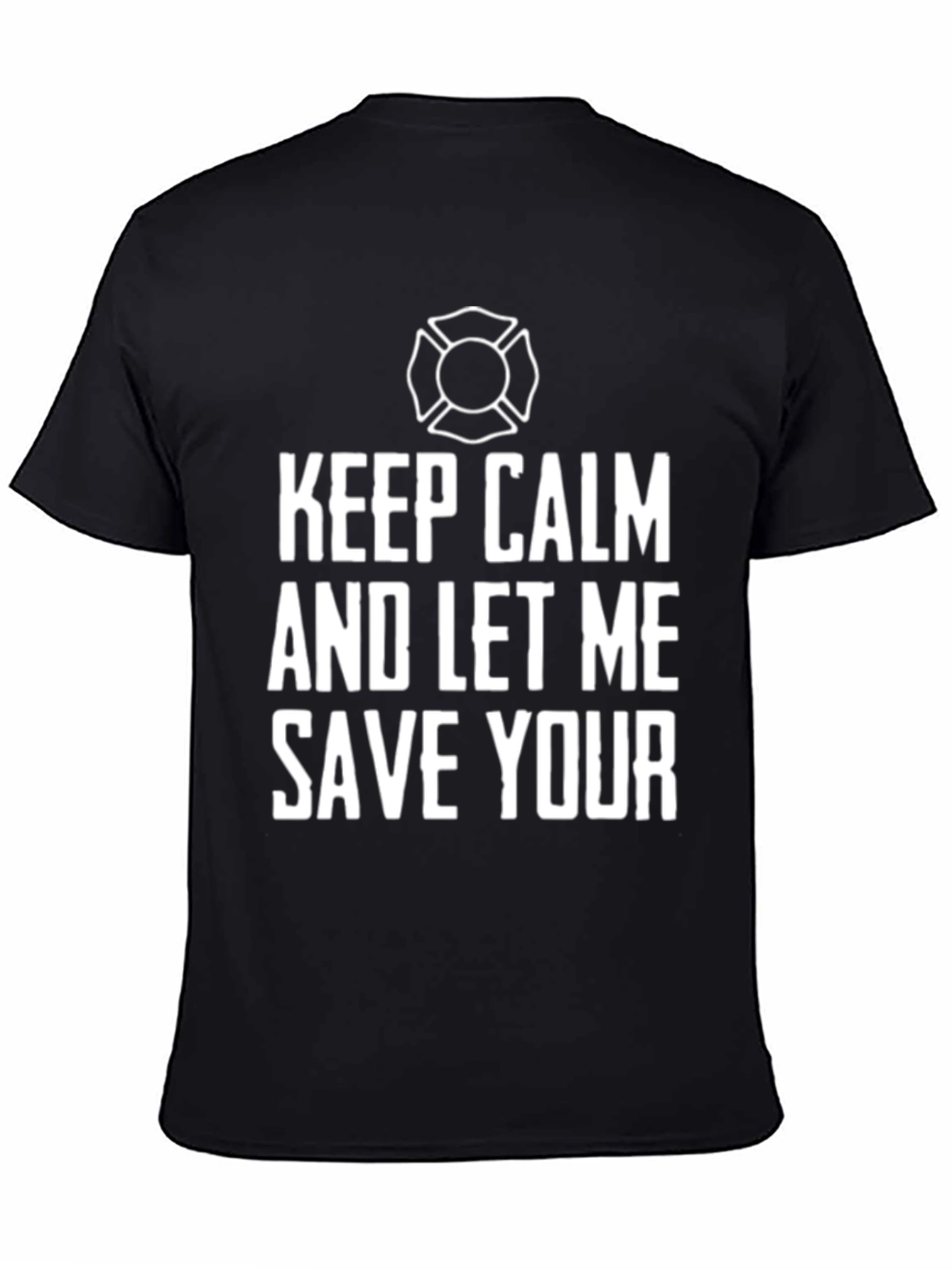 Black Keep Calm Firefighter Graphic T-Shirt view 4